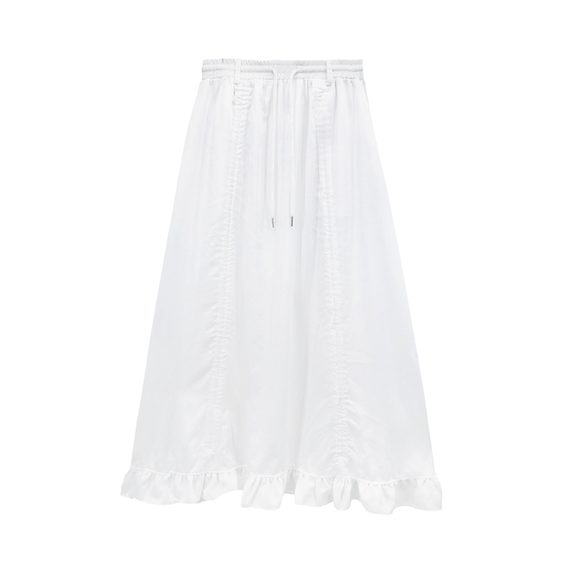 NAFW24SK01-WHITE Naaieen Shurring String Detail Long Skirt White