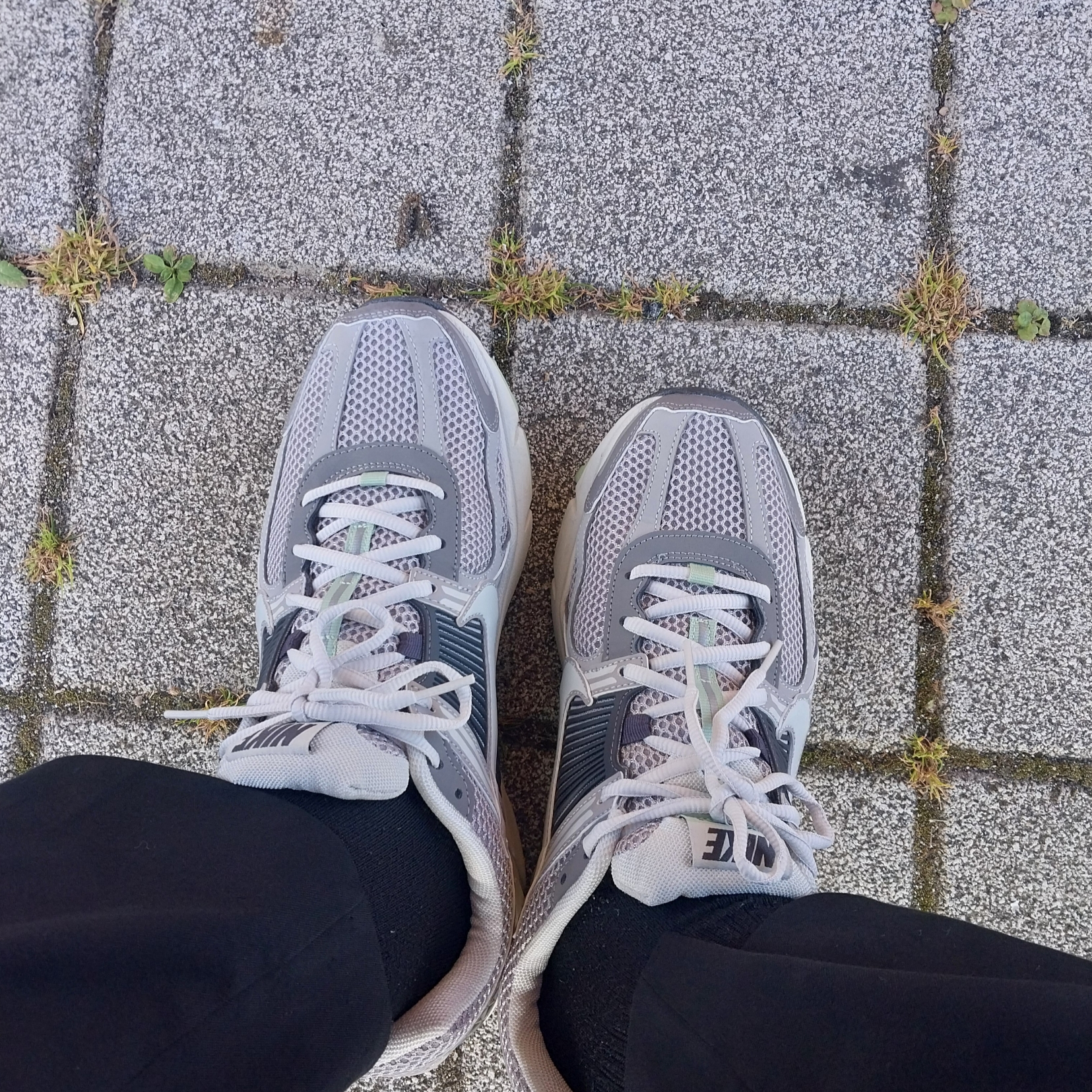 (W) Nike Zoom Vomero 5 Cobblestone and Flat Pewter 착용 스타일 - 1