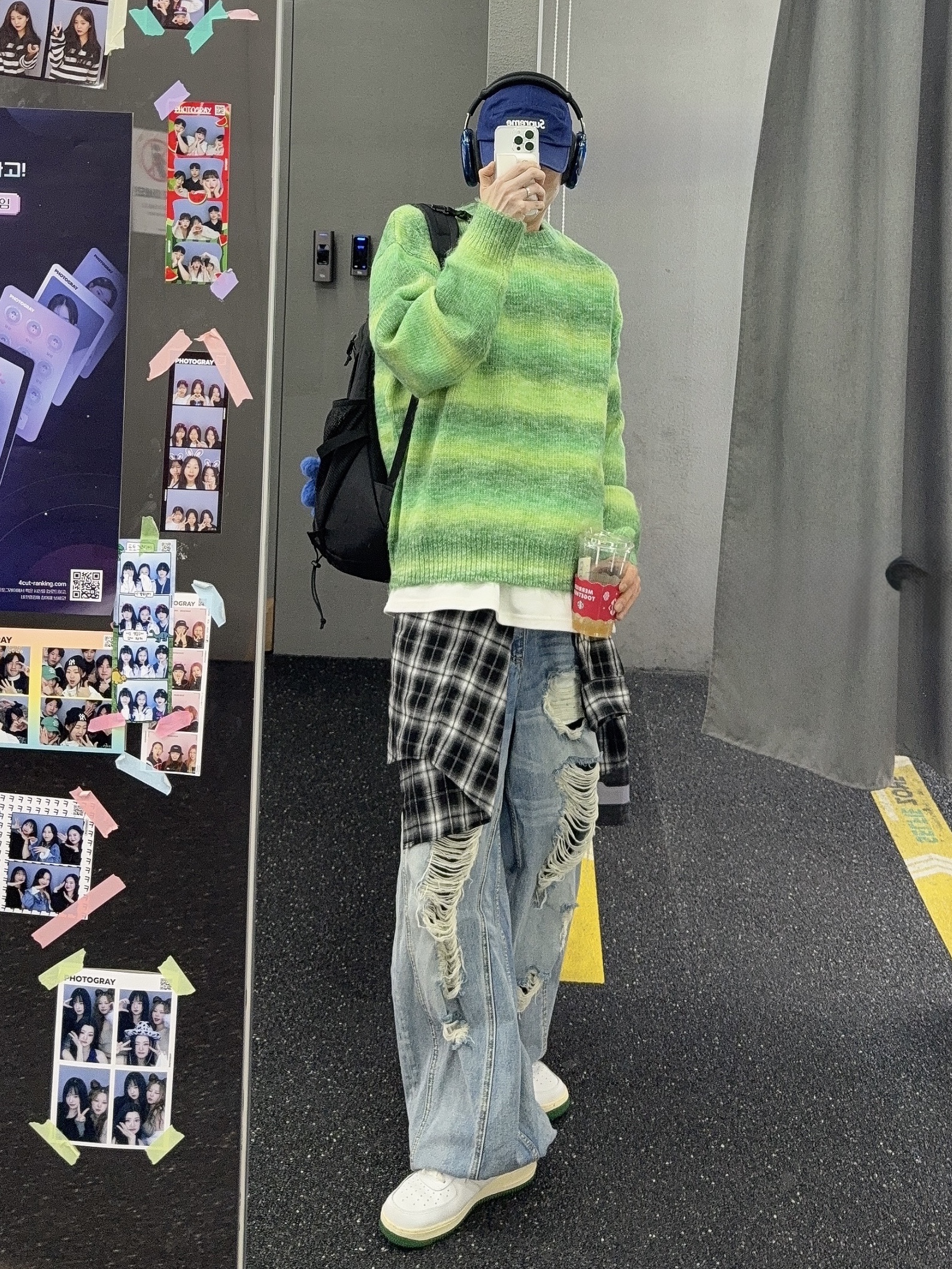 Nike Air Force 1 '07 LV8 Varsity White Pine Green, Supreme Backpack Black - 23FW 착용 스타일 - 9
