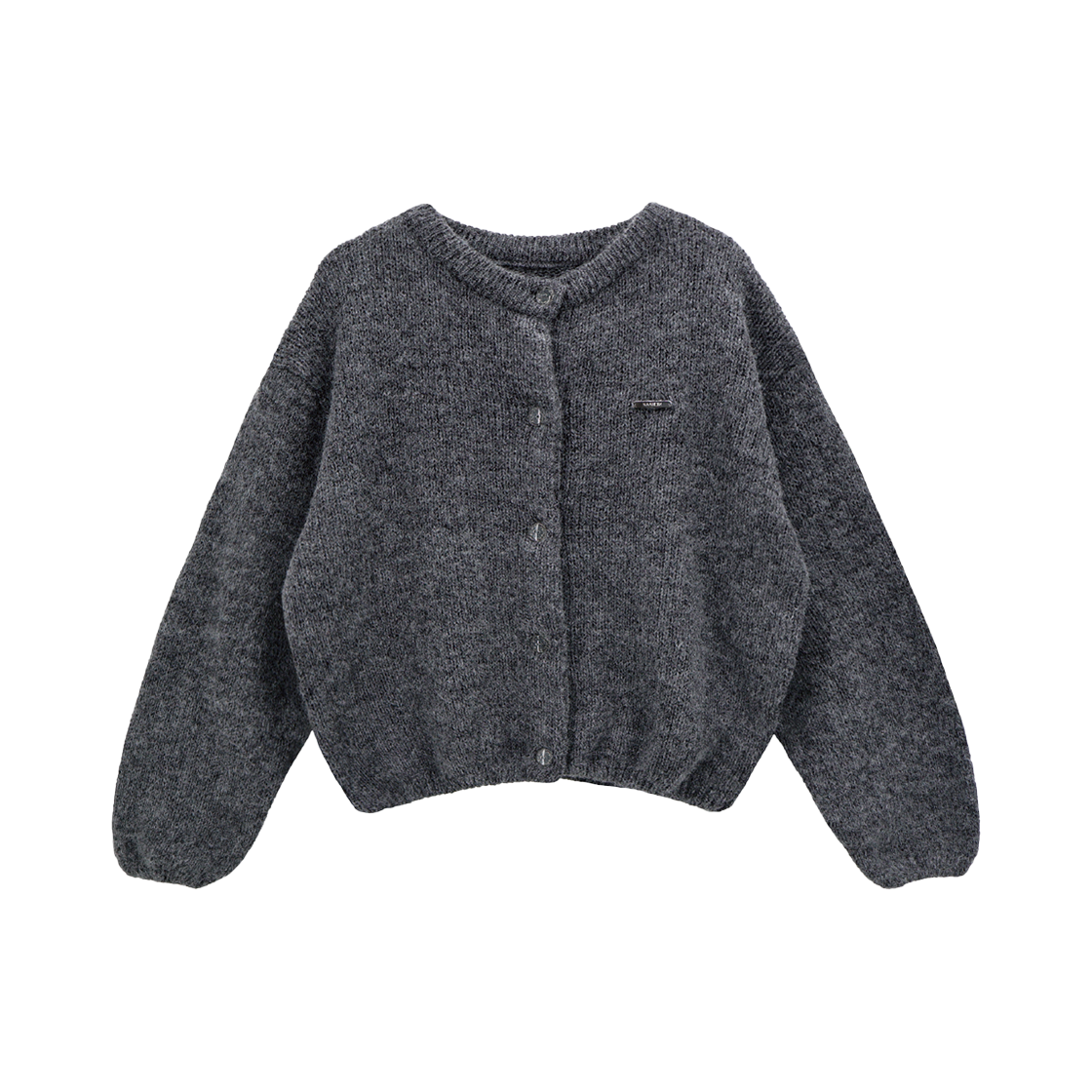 나이엔 플라워 버튼 세미 크롭 가디건 그레이(Naaieen Flower Button Semi Crop Cardigan Gray)