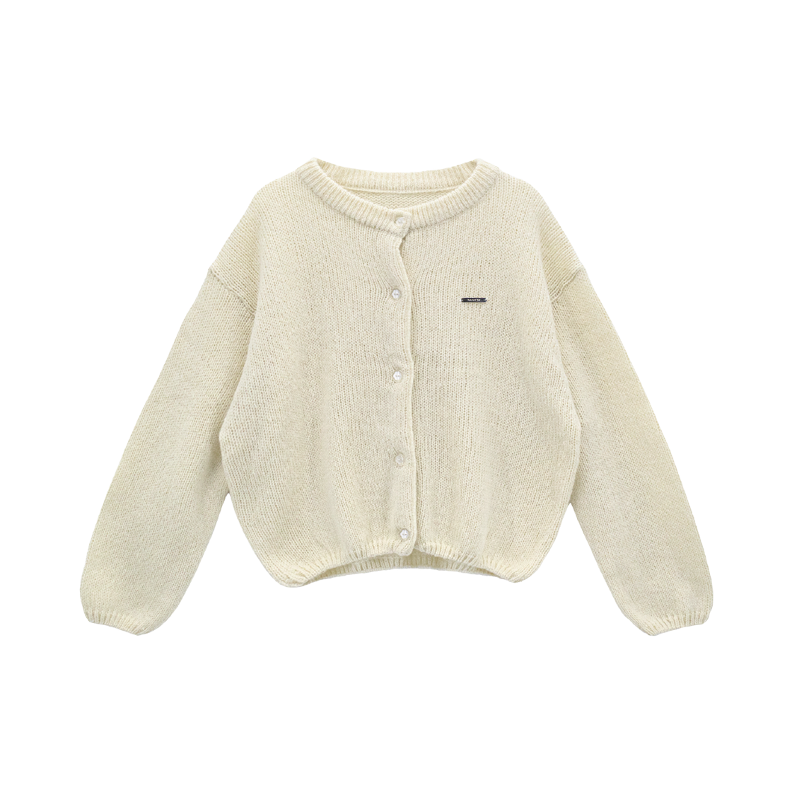 나이엔 플라워 버튼 세미 크롭 가디건 아이보리(Naaieen Flower Button Semi Crop Cardigan Ivory)