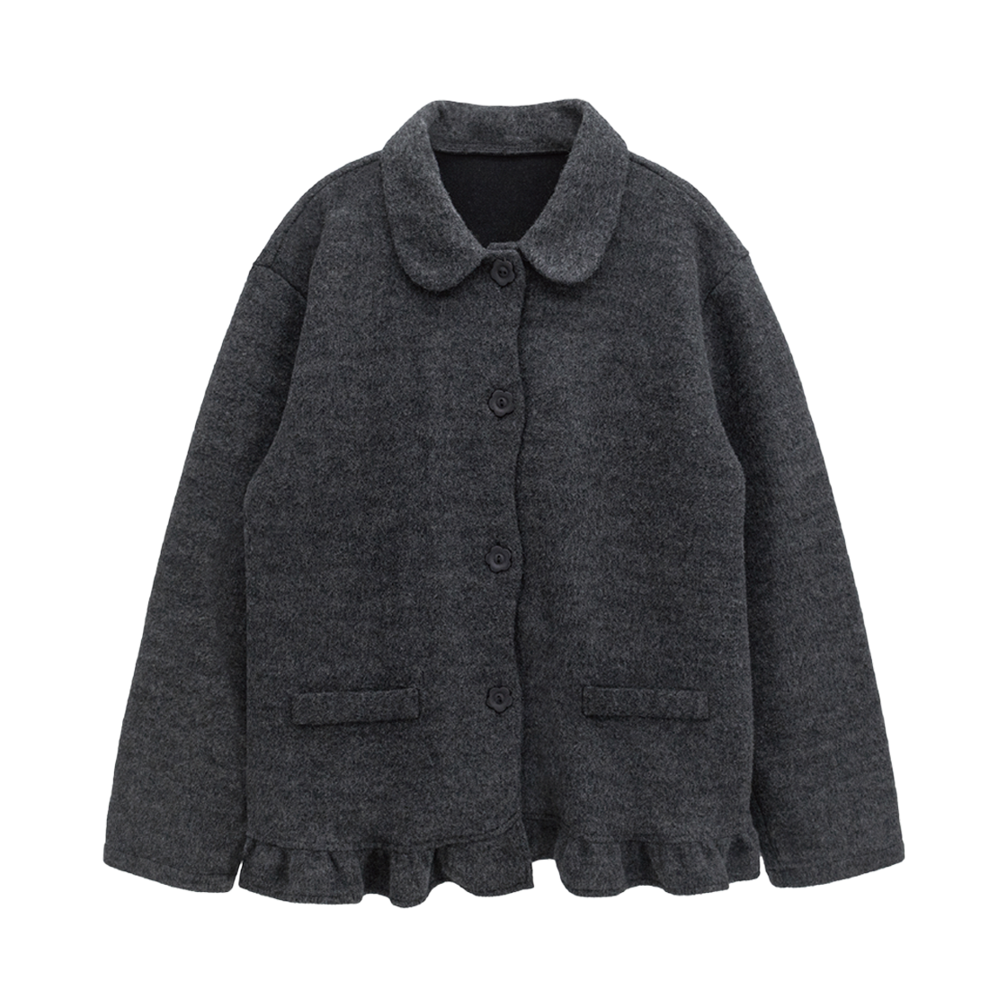 NAFW24GD01-CHARCOAL Naaieen Round platket Cardigan Jaket Charcoal