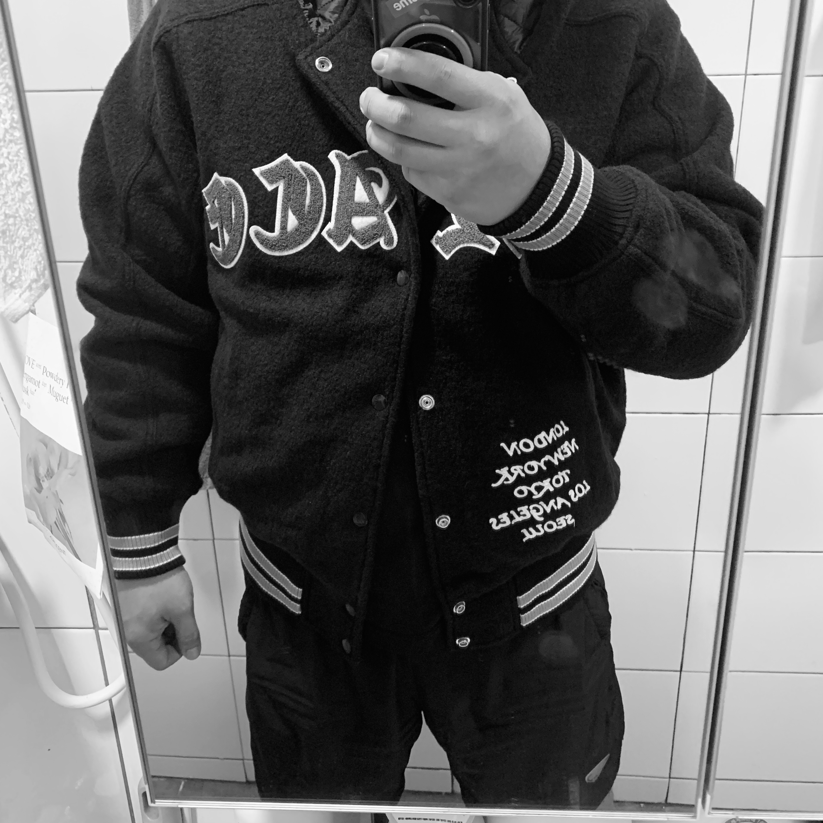 Palace Hooded Varsity Jacket Black - 24FW 착용 스타일 - 2