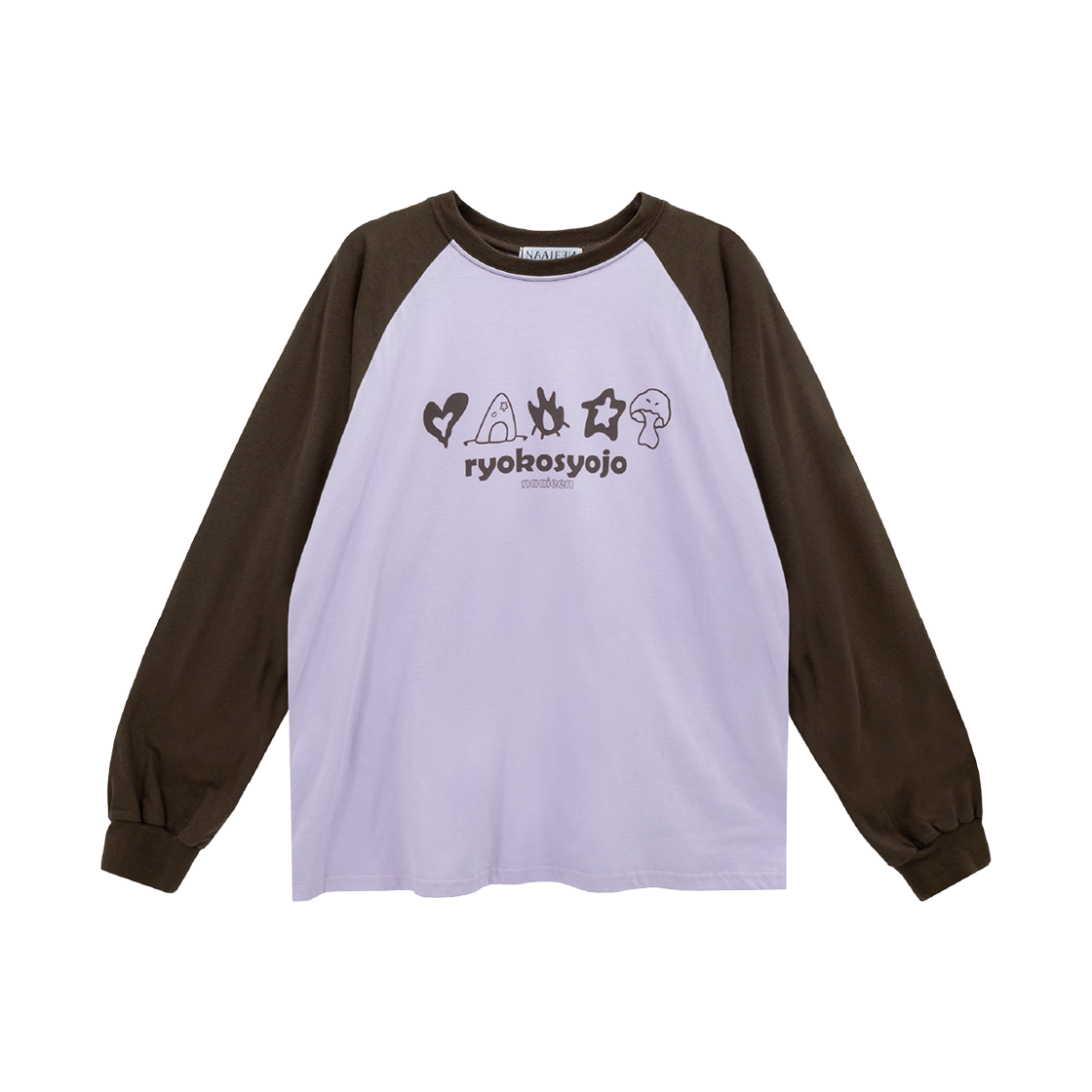 NAFW24TS02-LAVENDER Naaieen Camping Charactor Raglan Long-Sleeve Lavender