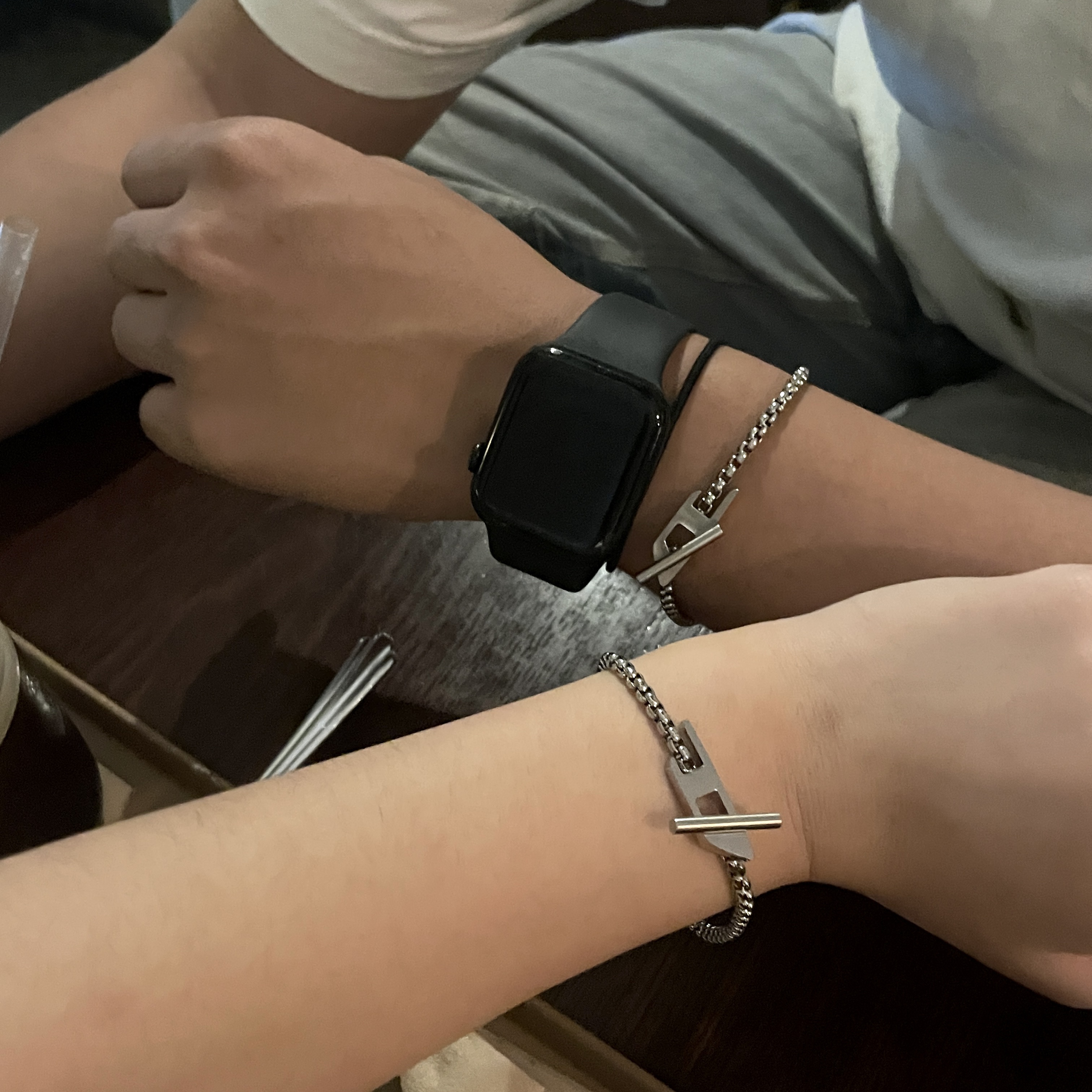 Diesel Dx1476 Stainless Steel Chain Bracelet Silver 착용 스타일