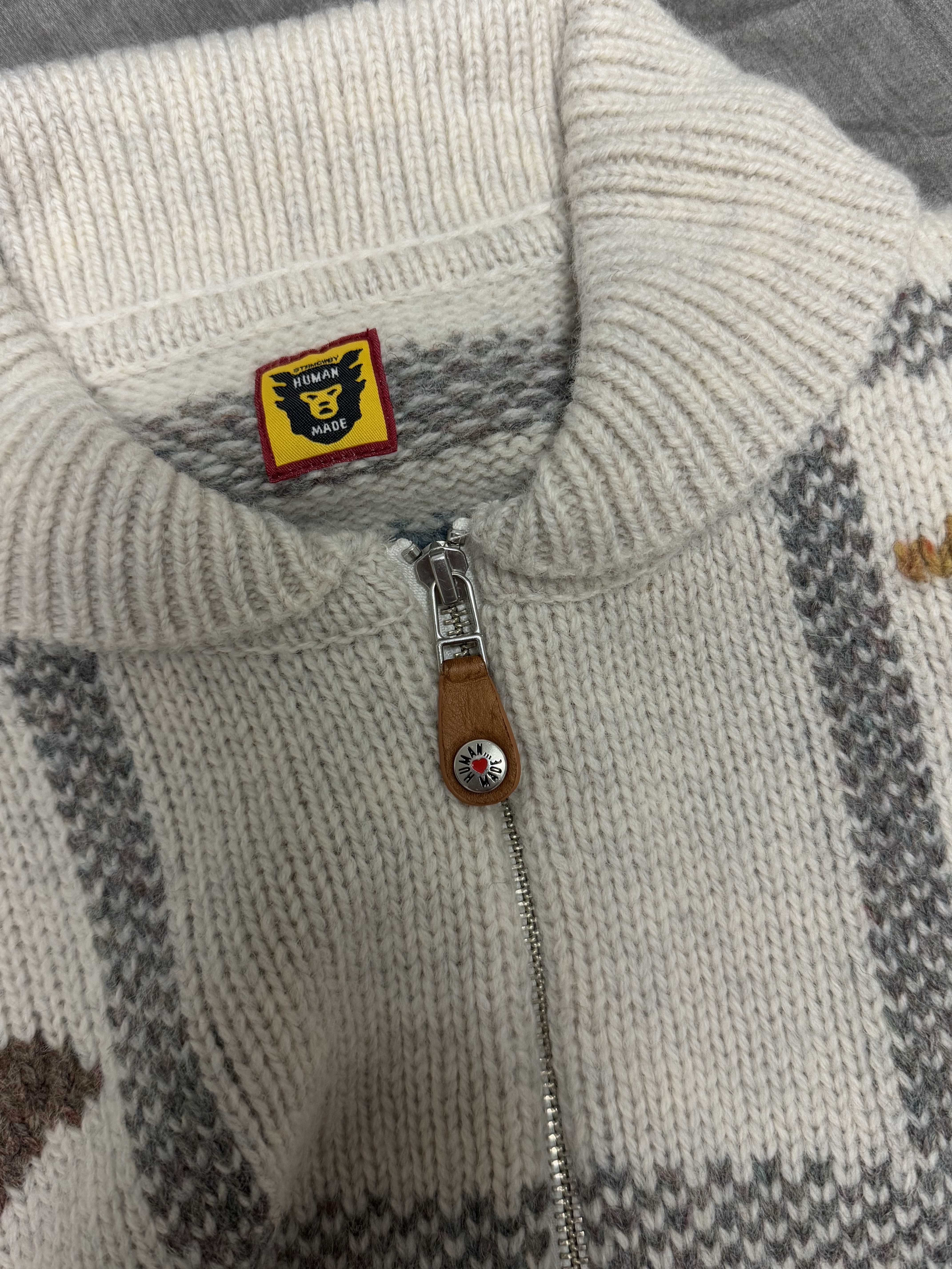 Human Made Animal Half-Zip Knit Sweater White 착용 스타일 - 2