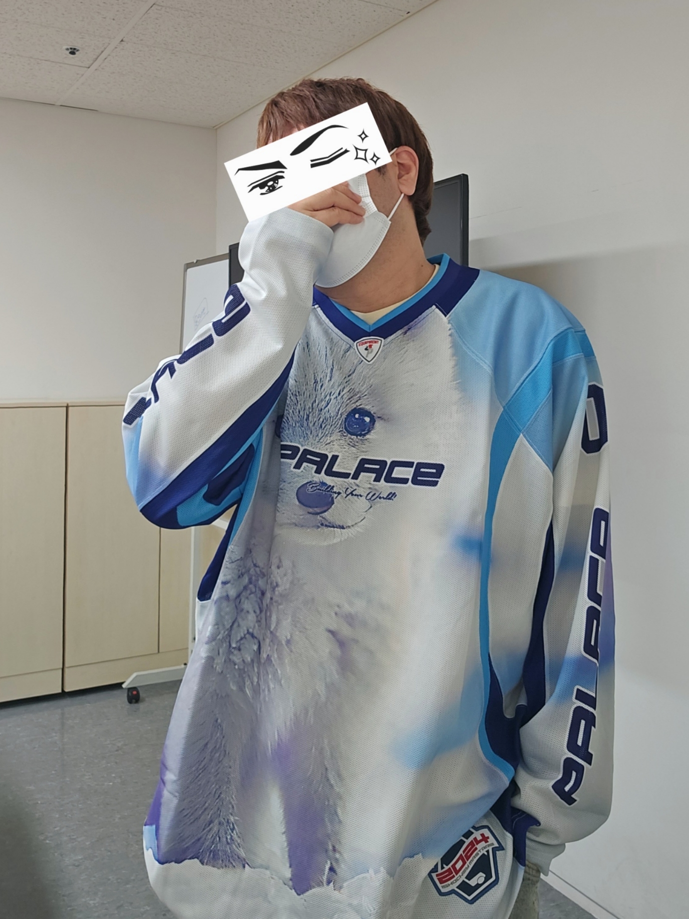 Palace Building Your World Hockey Jersey Blue - 24FW, Zara Utility Cargo Jeans Blue 착용 스타일 - 1