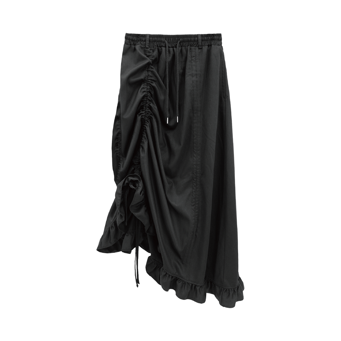 나이엔 셔링 스트링 롱 스커트 블랙(Naaieen Shurring String Detail Long Skirt Black)