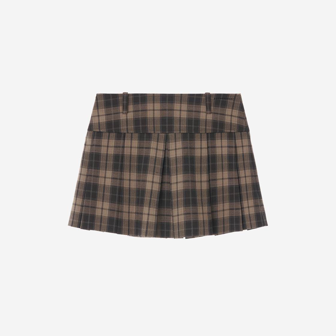 지지지 클래식 체크 플리츠 미니스커트 브라운 블랙(zeezeezee Classic Check Pleated Miniskirt Brown Black) - 2