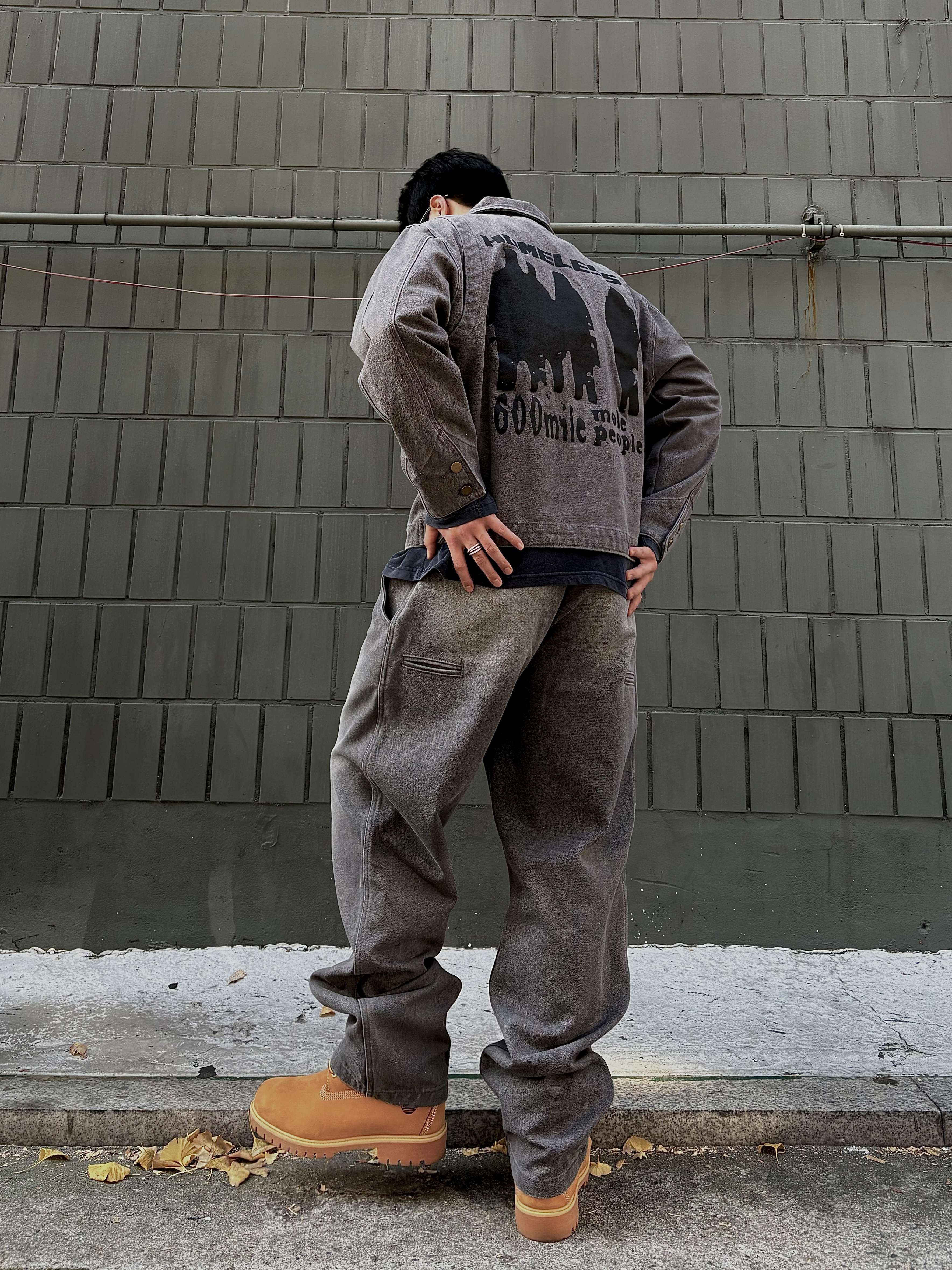 Dominant H.L Washing Work Jacket Puple Grey, Dominant H.L Washing Work Pants Purple Grey 착용 스타일 - 2