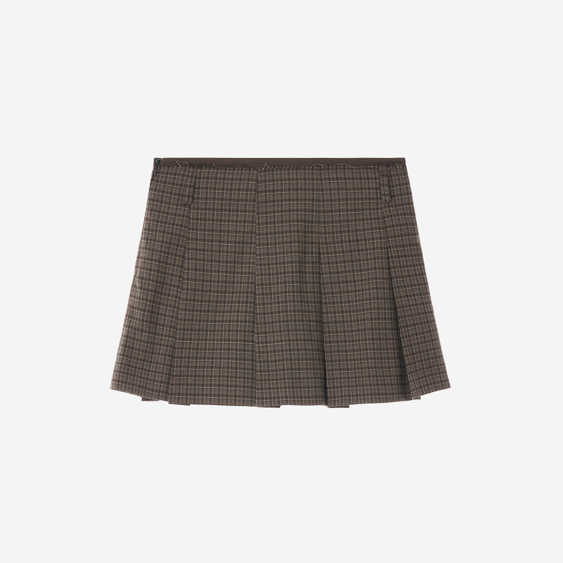 지지지 체크 플리츠 미니스커트 그레이 브라운(zeezeezee Check Pleated Miniskirt Grey Brown) - 2