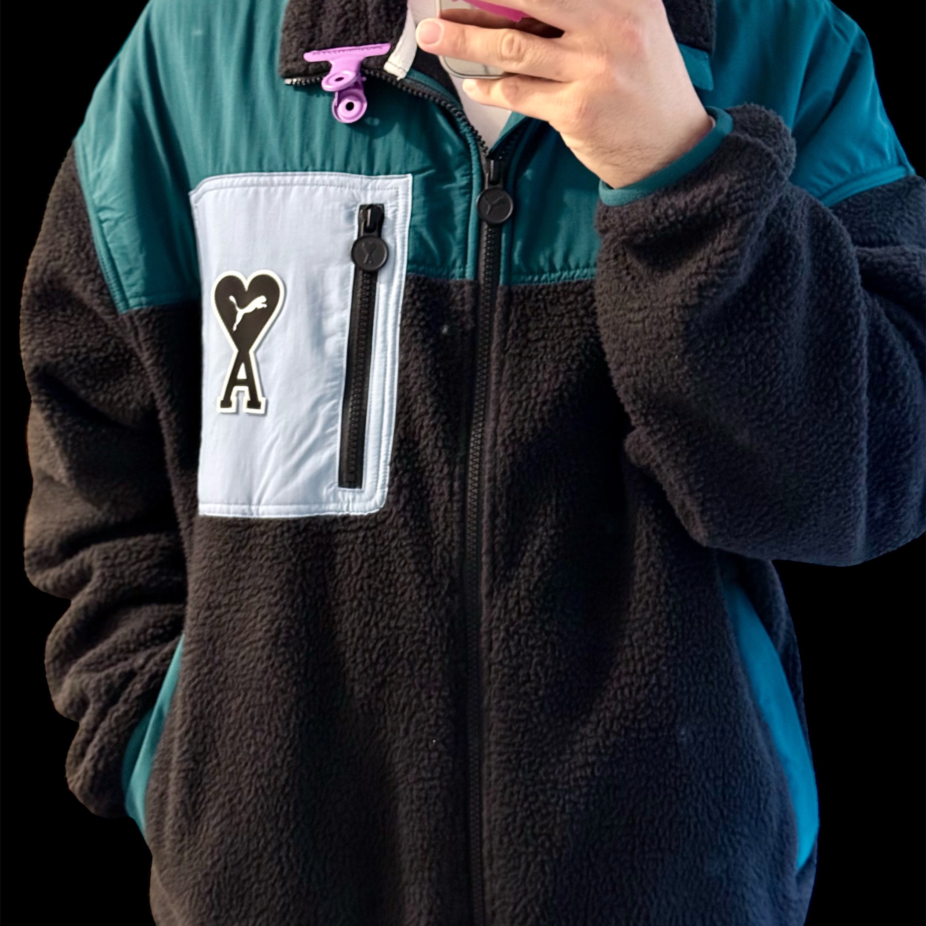 Puma x AMI Sherpa Jacket Puma Black 착용 스타일