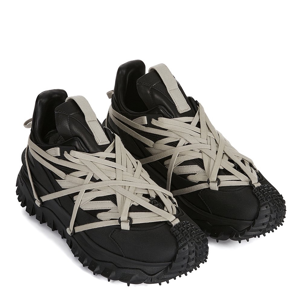 Moncler x Rick Owens Trailgrip Megalace Leather Sneakers Black - 24FW 착용 스타일 - 1
