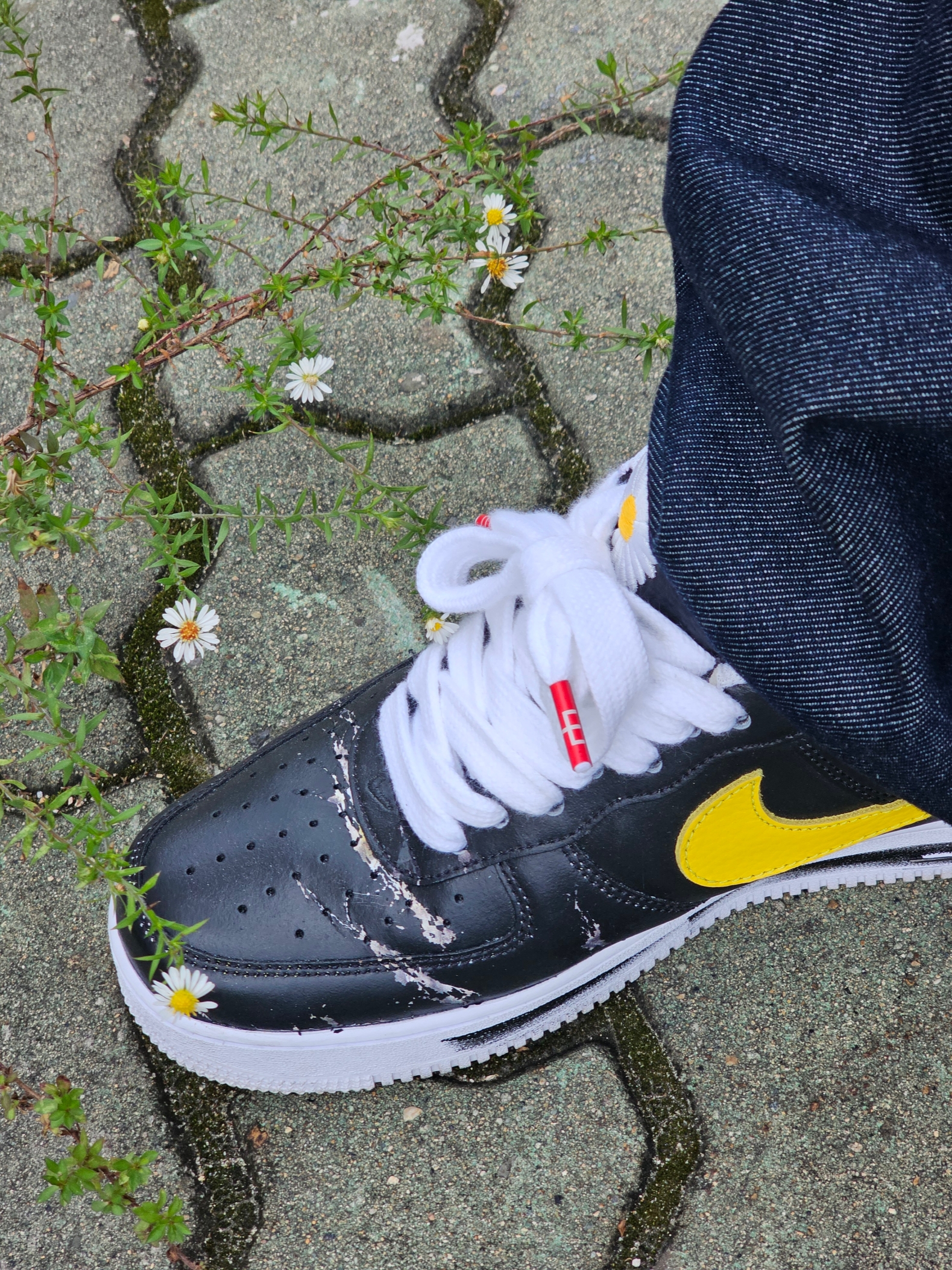 Nike x Peaceminusone Air Force 1 Low Para-Noise 3.0 Black and Multicolor 착용 스타일