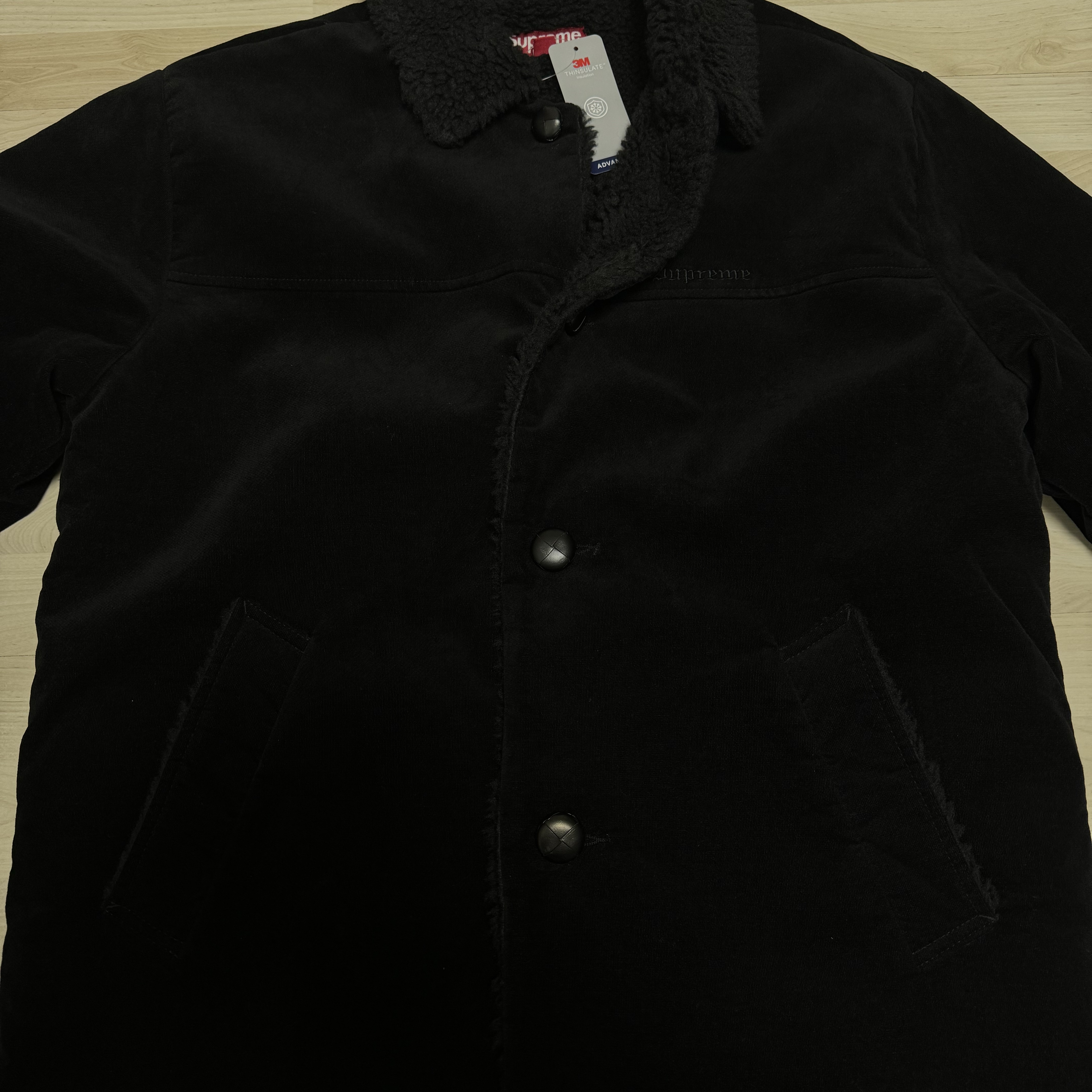Supreme Kindermann Uncut Corduroy Car Coat Black - 24FW 착용 스타일