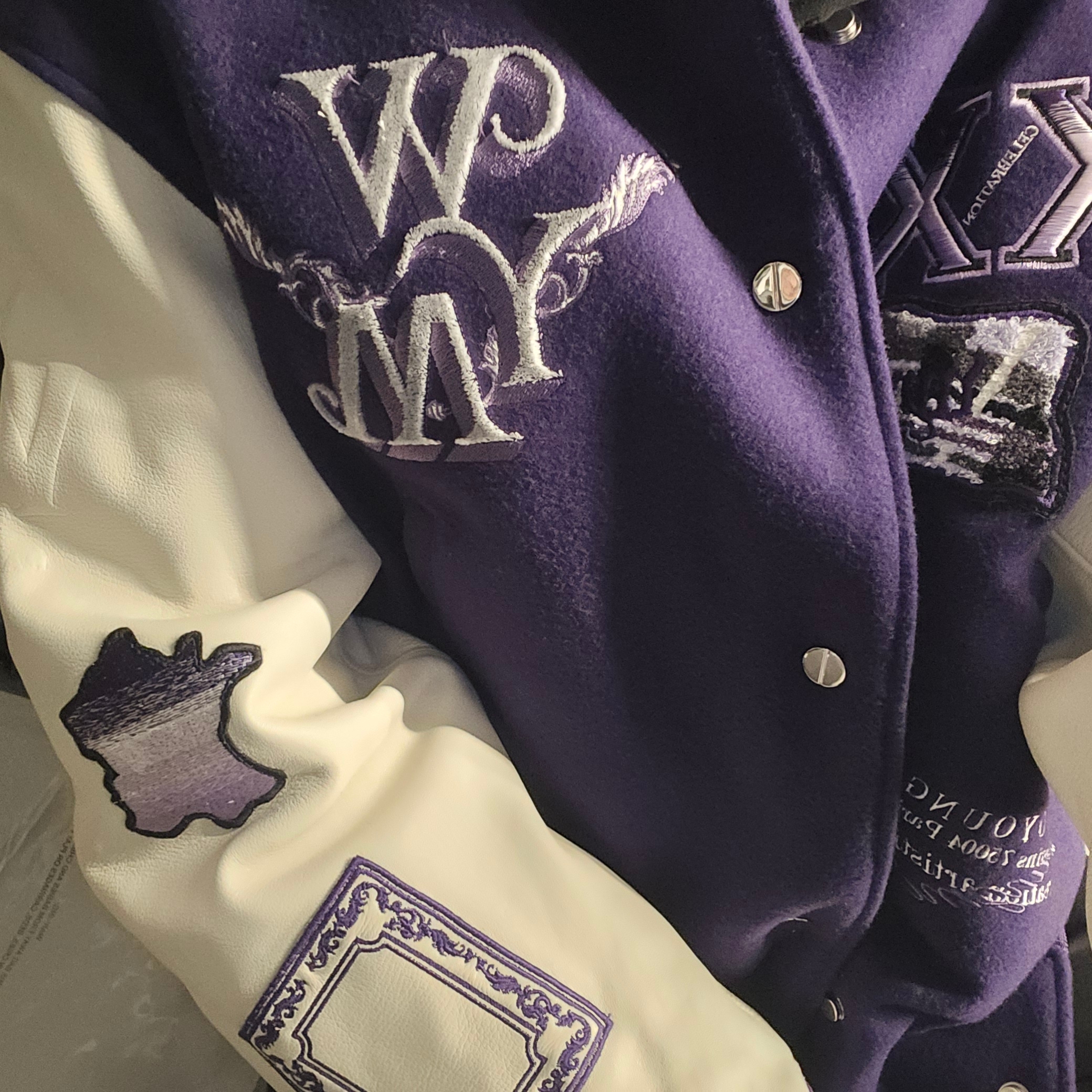 Wooyoungmi Varsity Jacket Violet - 23SS 착용 스타일