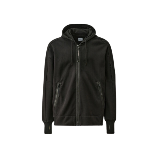 C.P. Company Diagonal Raised Fleece Zipped Hooded Sweatshirt Black - 24FW