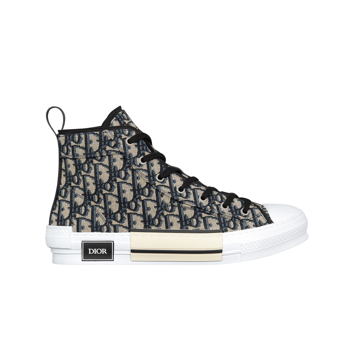 디올 B23 하이탑 스니커즈 디올 오블리크 자카드 베이지 블랙(Dior B23 High-Top Sneakers Dior Oblique Jacquard Beige Black) - 1