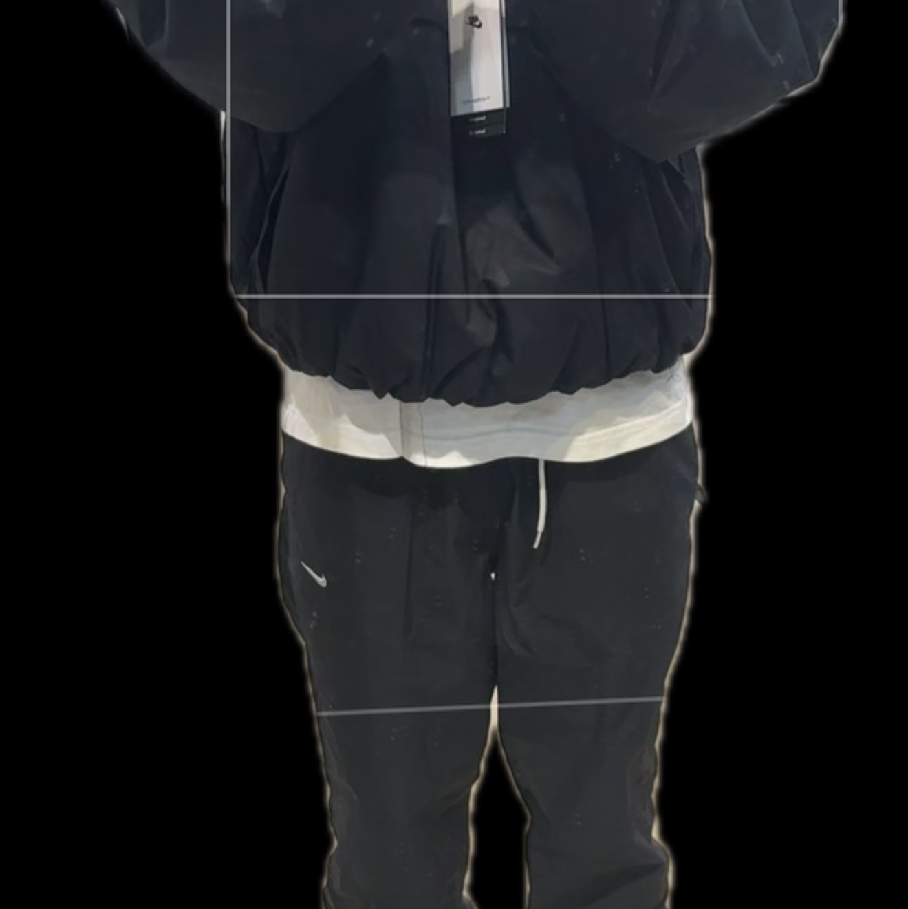 Nike NRG Solo Swoosh Woven Track Pants Black White - Asia 착용 스타일