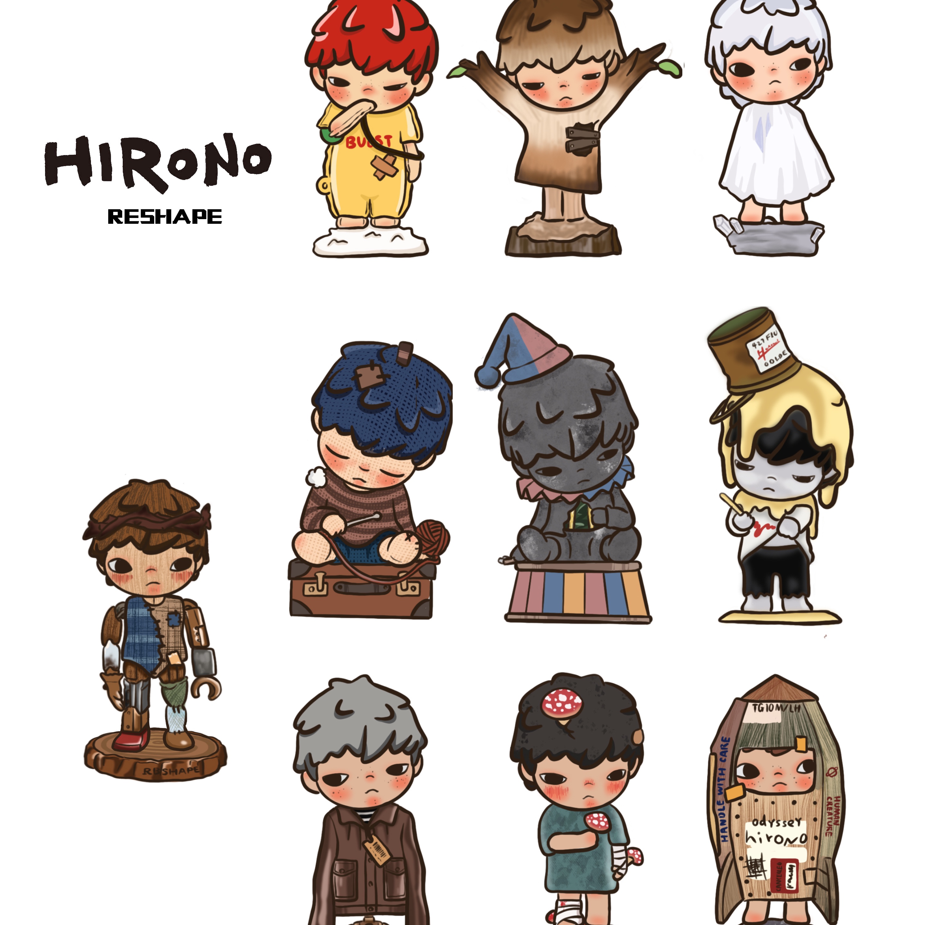 Pop Mart Hirono Mime Series Sealed Case (12 Blind Boxes) 착용 스타일 - 5