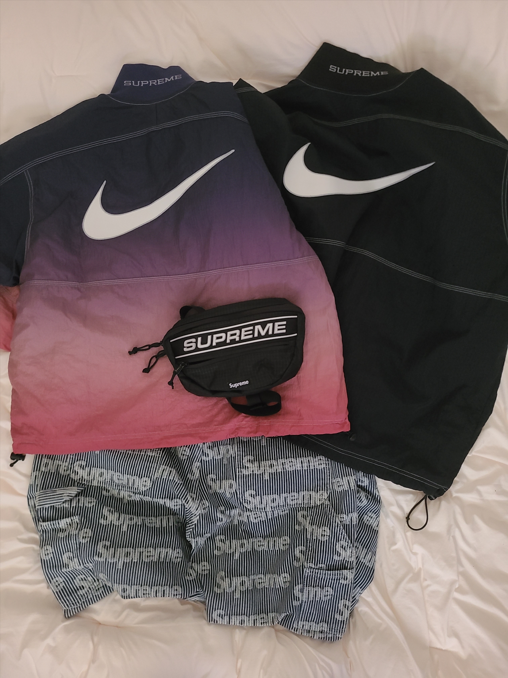 Supreme x Nike Ripstop Pullover Black - 24SS, Supreme x Nike Ripstop Pullover Multicolor - 24SS 착용 스타일 - 2