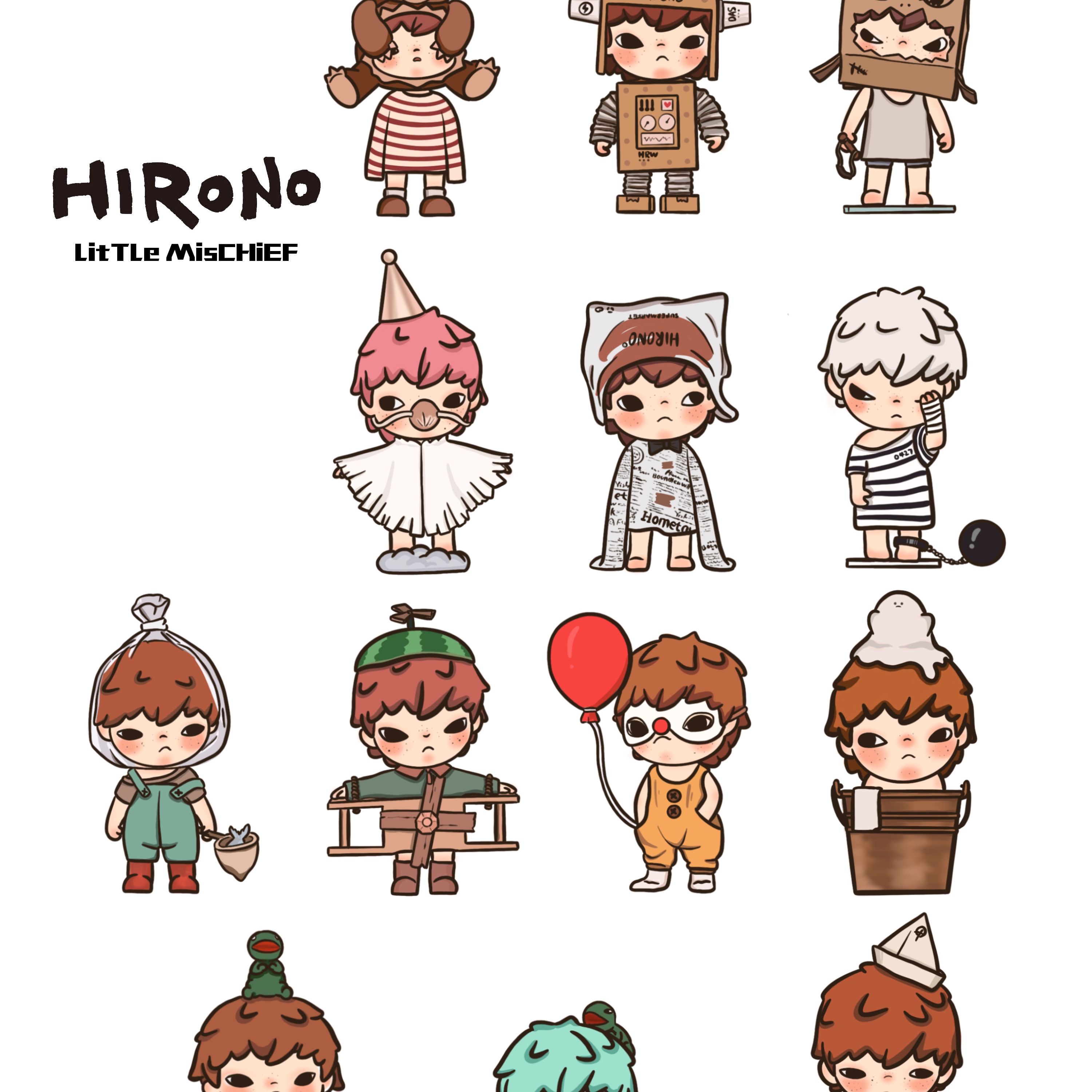 Pop Mart Hirono Mime Series Sealed Case (12 Blind Boxes) 착용 스타일 - 2