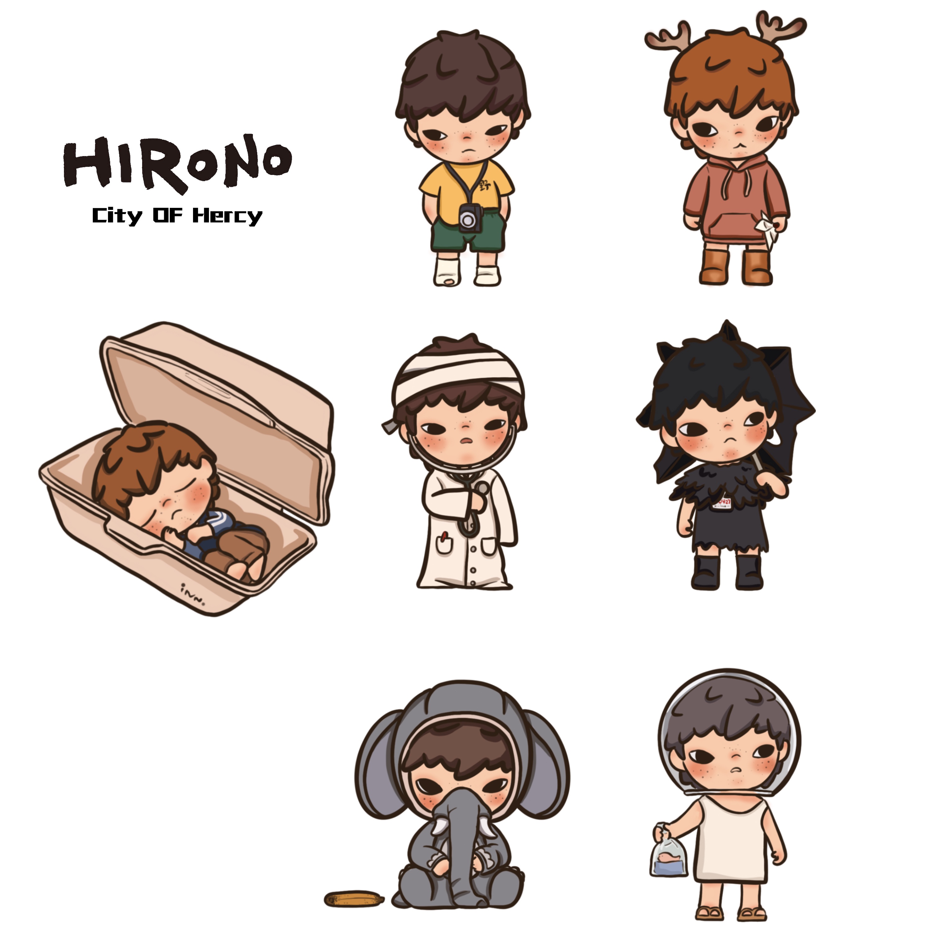 Pop Mart Hirono Mime Series Sealed Case (12 Blind Boxes) 착용 스타일 - 3