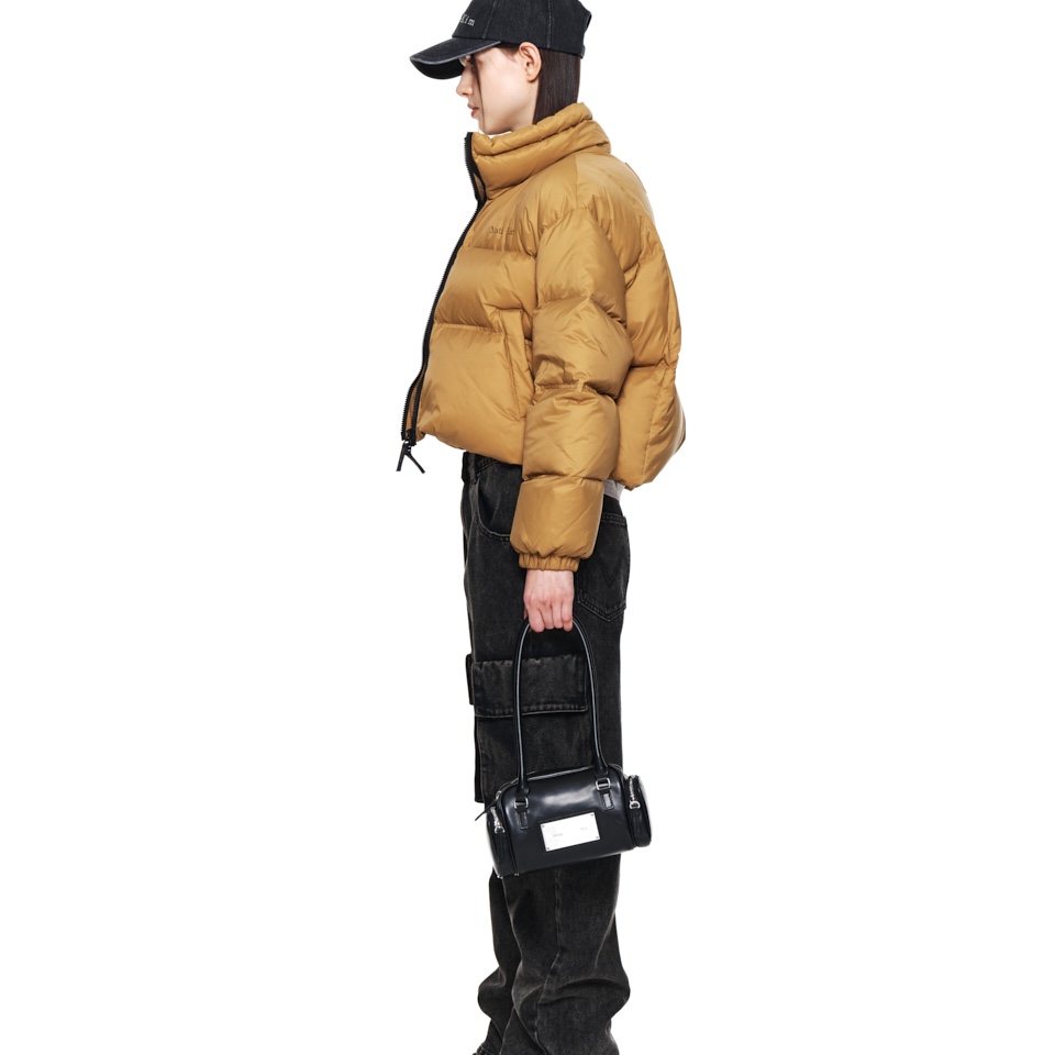 (W) Matin Kim High Neck Classic Crop Puffer Down Jumper Camel 착용 스타일 - 3