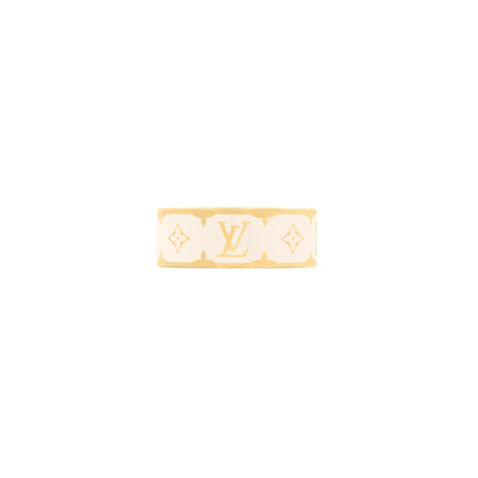 (W) Louis Vuitton Nanogram Enamel Ring S00 White Gold