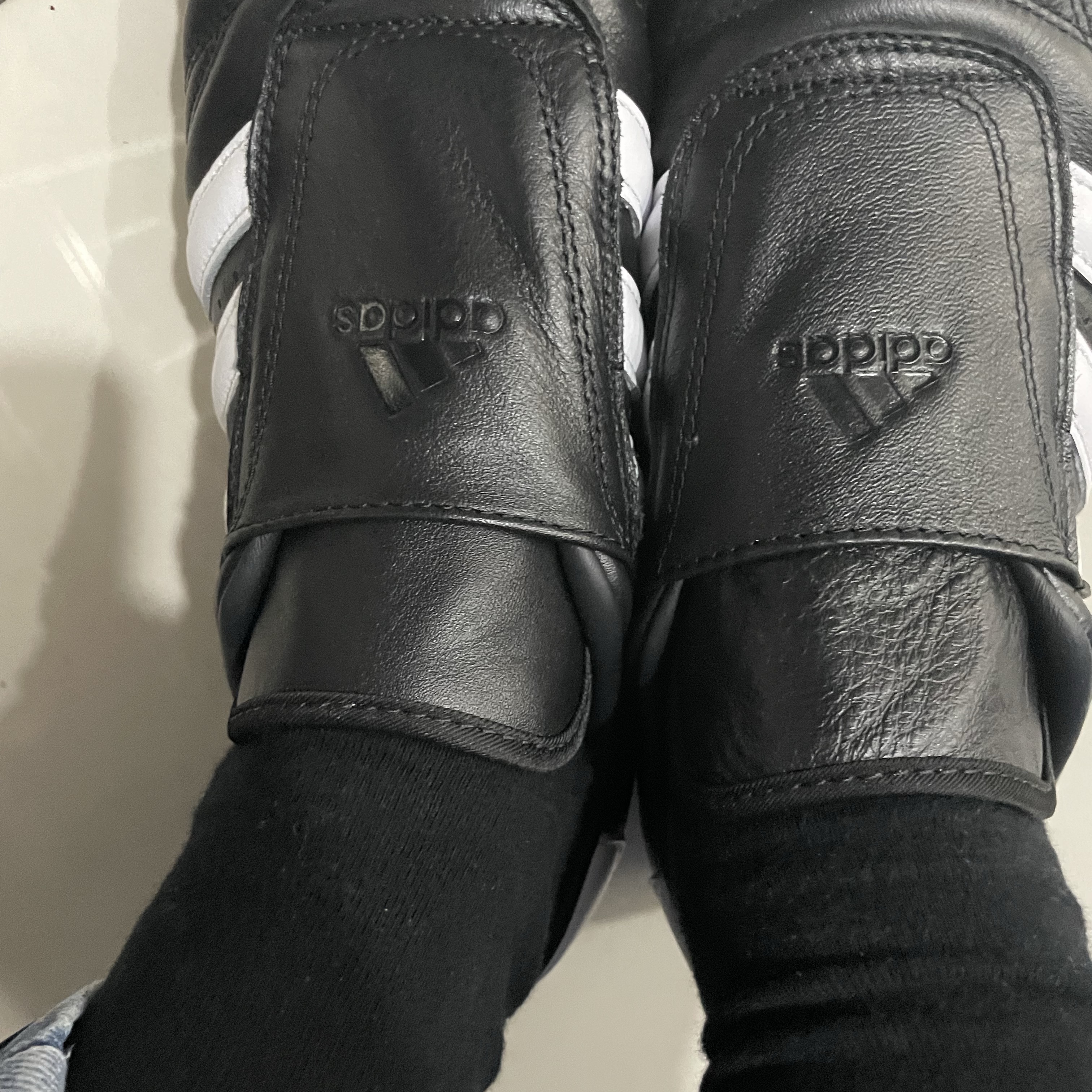 (W) Adidas Taekwondo Core Black Cloud White 착용 스타일