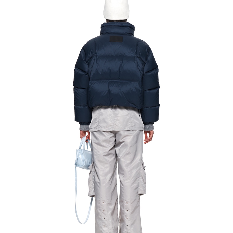 (W) Matin Kim High Neck Classic Crop Puffer Down Jumper Navy 착용 스타일 - 4