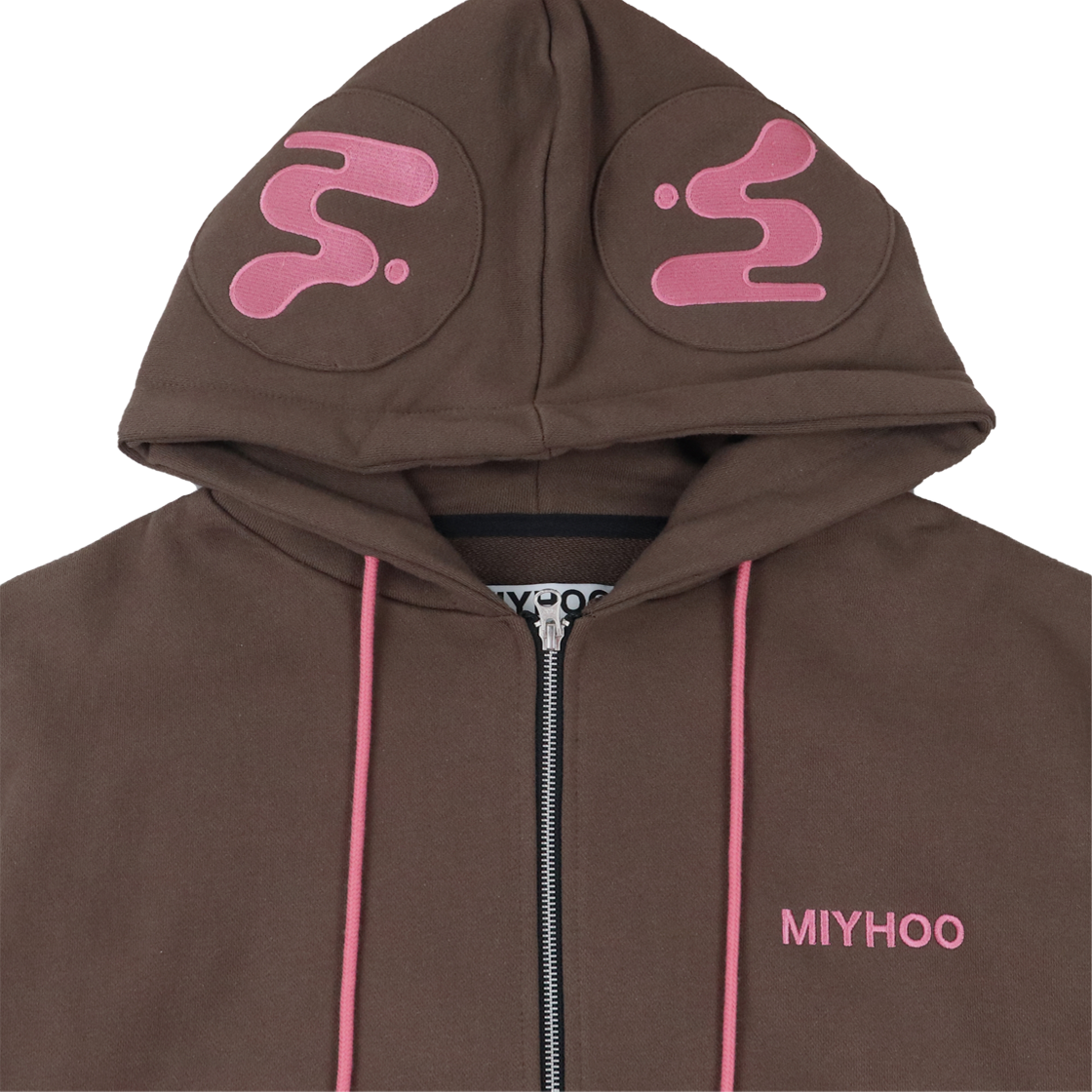 미와이후 이어플러그 후디 집업 브라운(Miyhoo Earplug Hoodie Zip-Up Brown) - 2
