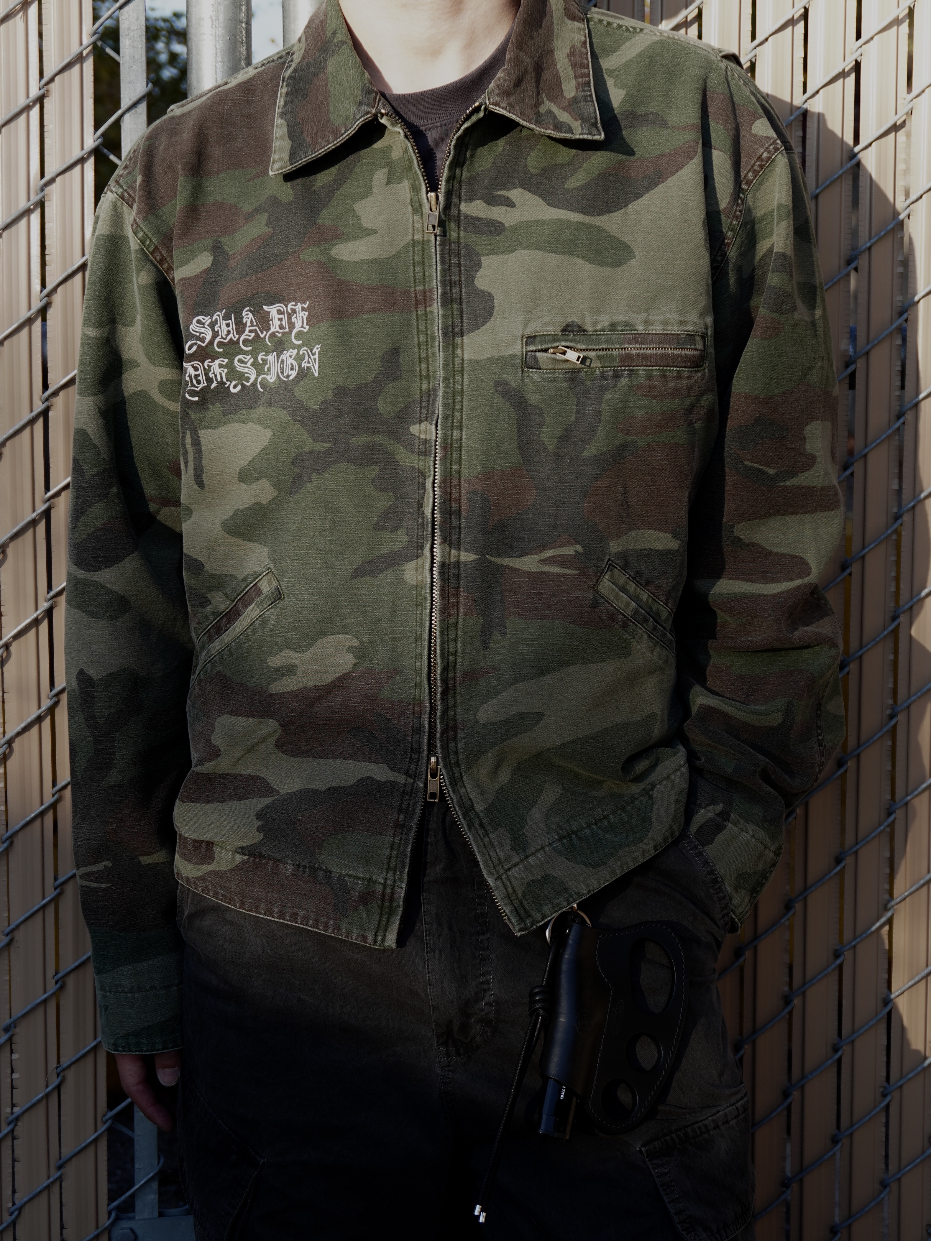 Suade Washed Work Jacket Camo, Nike x Comme des Garcons Homme Plus Air Force Mid Black 착용 스타일 - 6