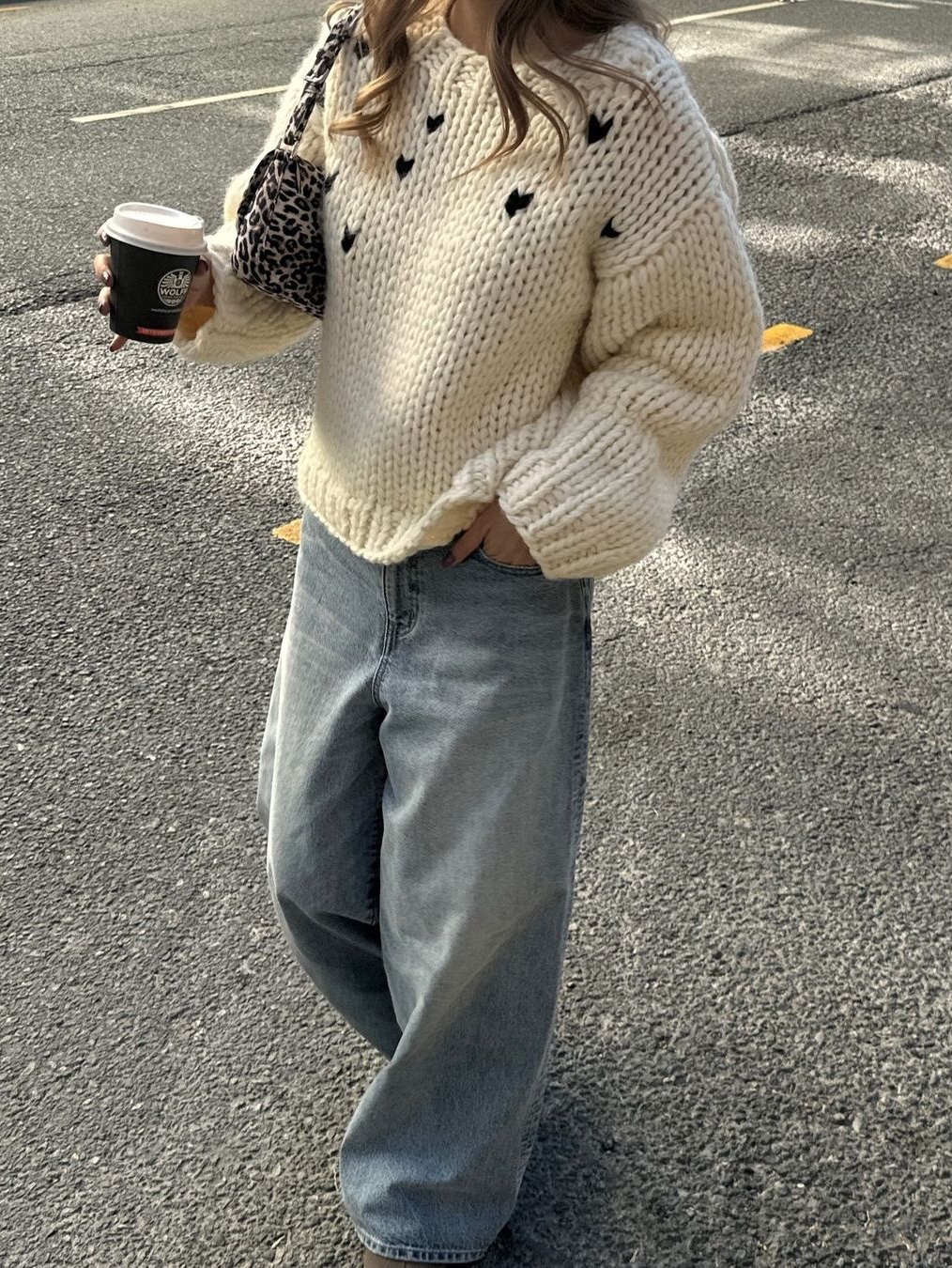 Vanone Atelier KN4243 Hairy Wool Round Knit Ivory, Supreme Applique Cable Knit Sweater Ivory - 23FW 착용 스타일 - 5