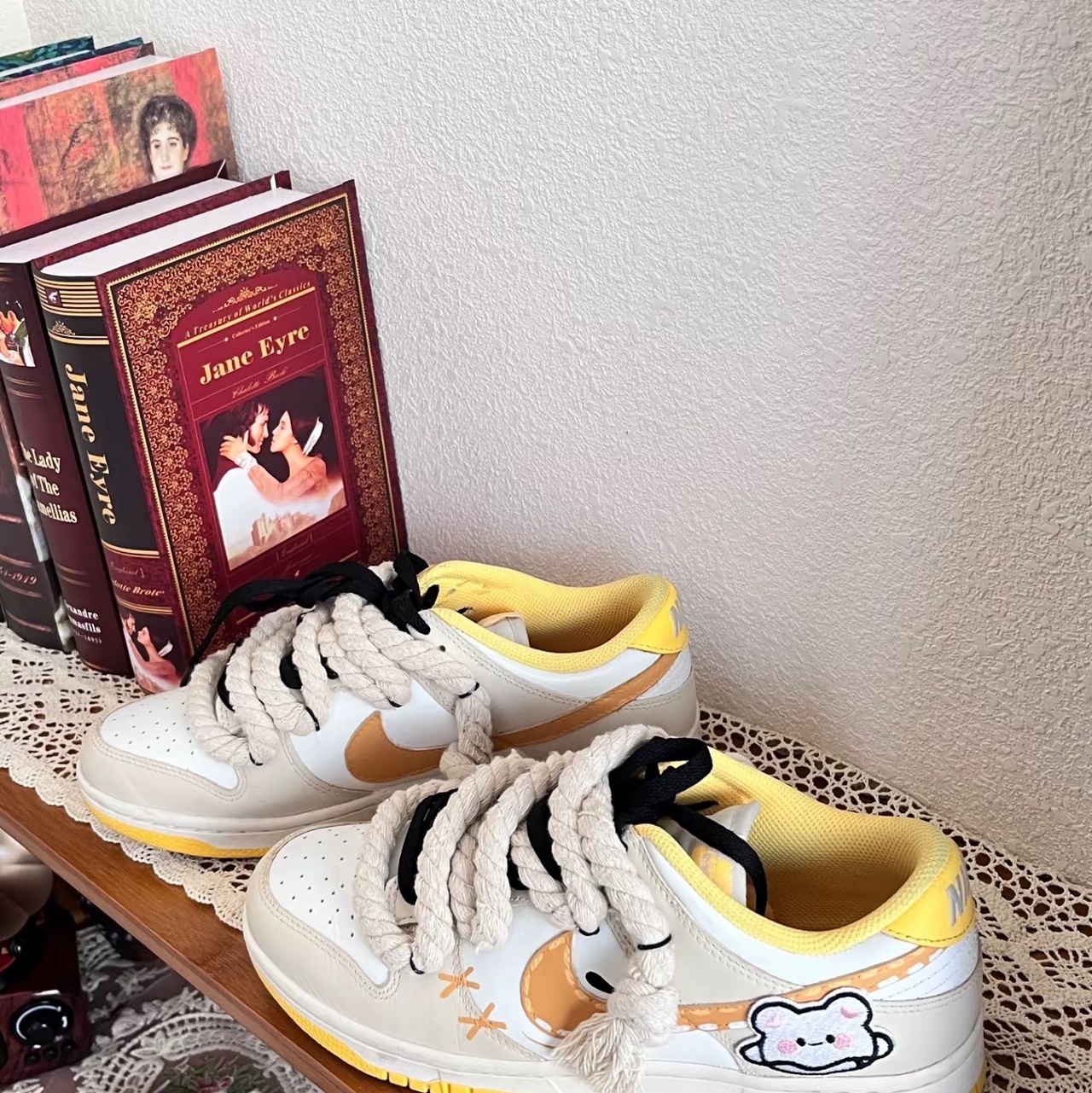 (W) Nike Dunk Low Light Bone Citron Pulse 착용 스타일 - 3