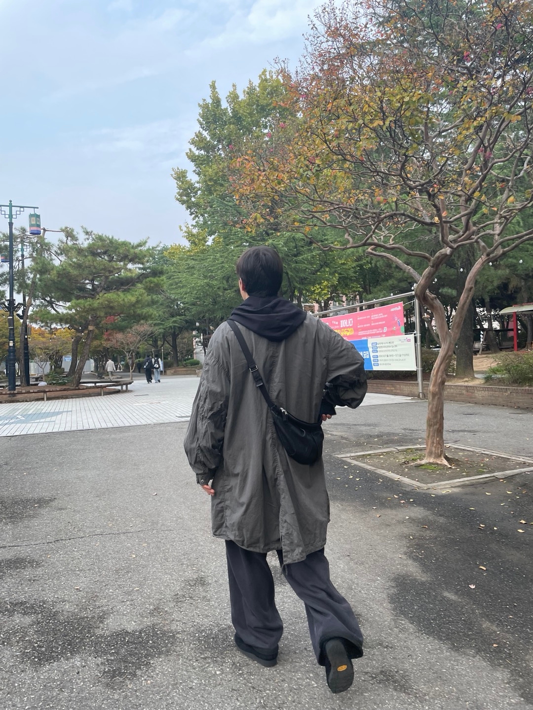 Polyteru Dell Parka Sage Gray, Polyteru Zip Hoodie Parka Faded Ink 착용 스타일 - 1