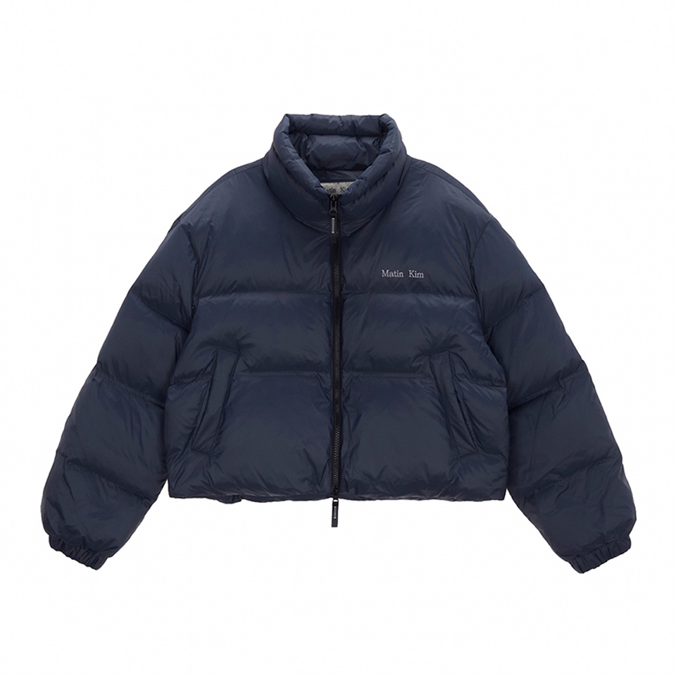 (W) Matin Kim High Neck Classic Crop Puffer Down Jumper Navy 착용 스타일 - 6
