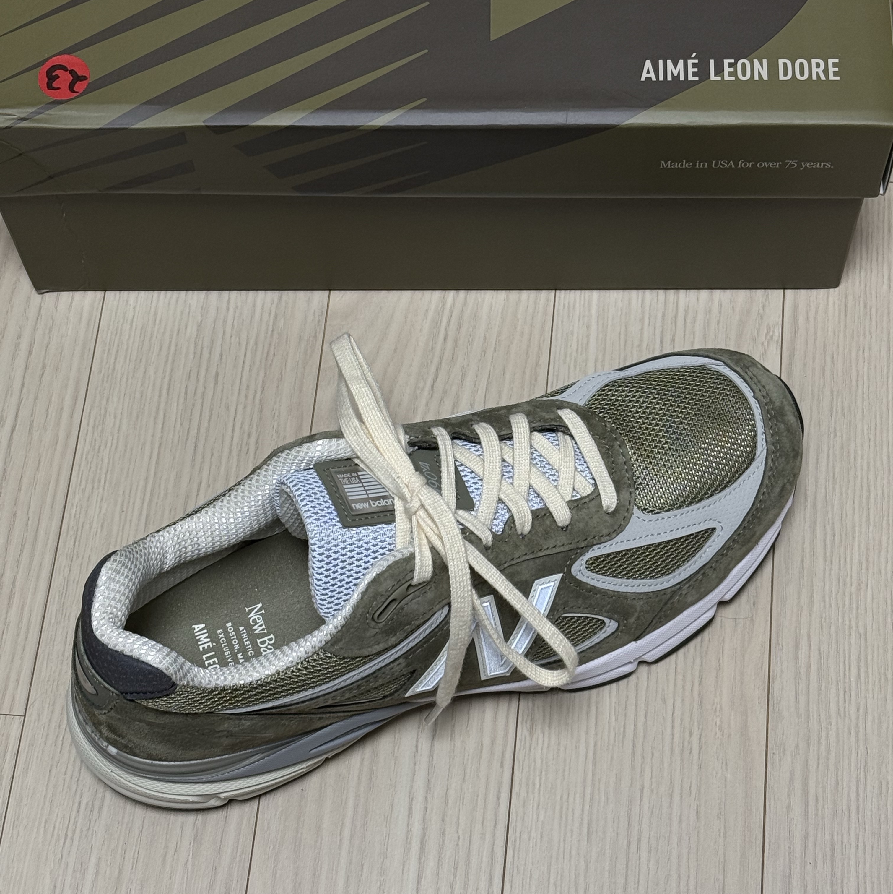 New Balance x Aime Leon Dore 990v4 Made in USA True Camo Beige 착용 스타일 - 1