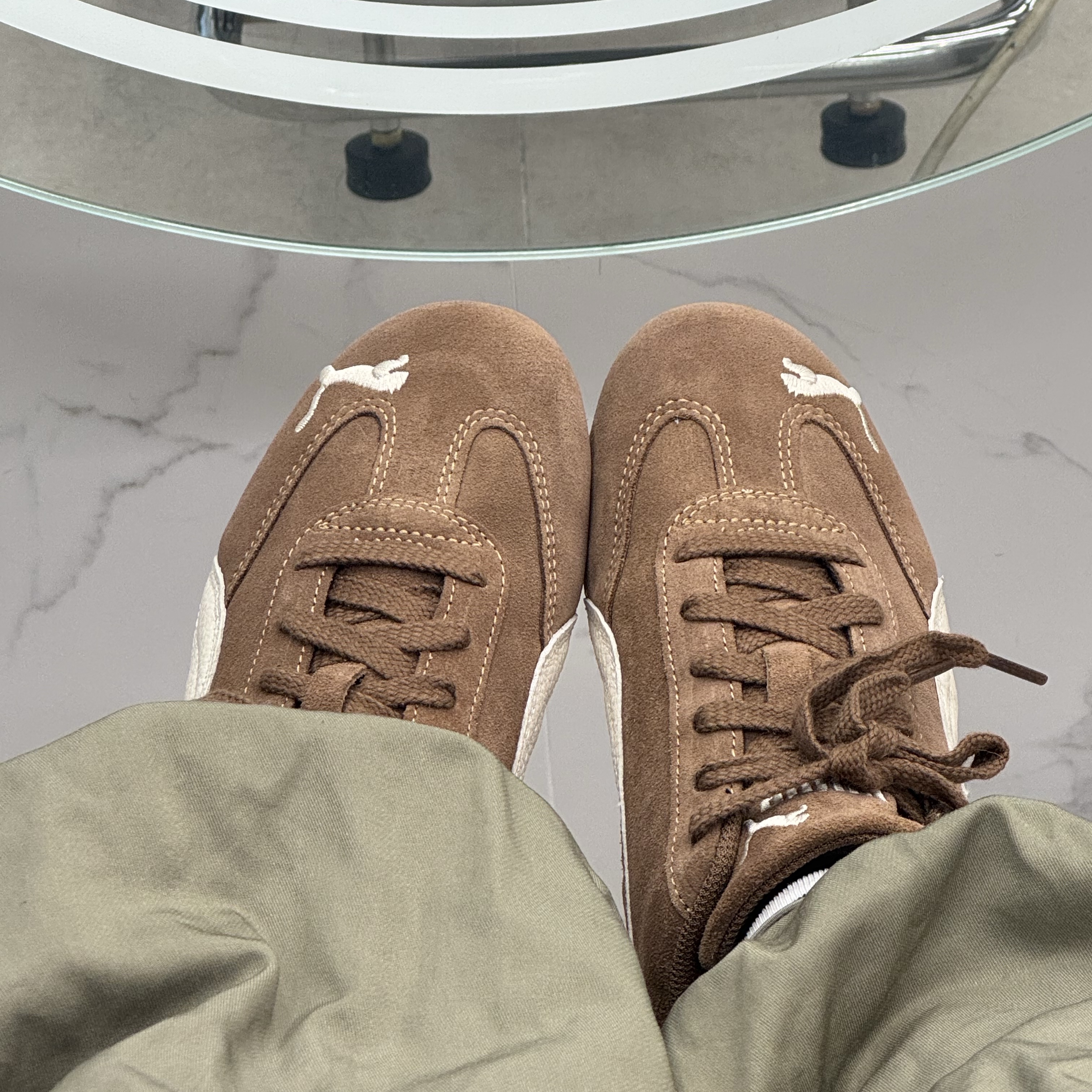 Puma Speedcat Archive Haute Coffee Frosted Ivory 착용 스타일 - 1