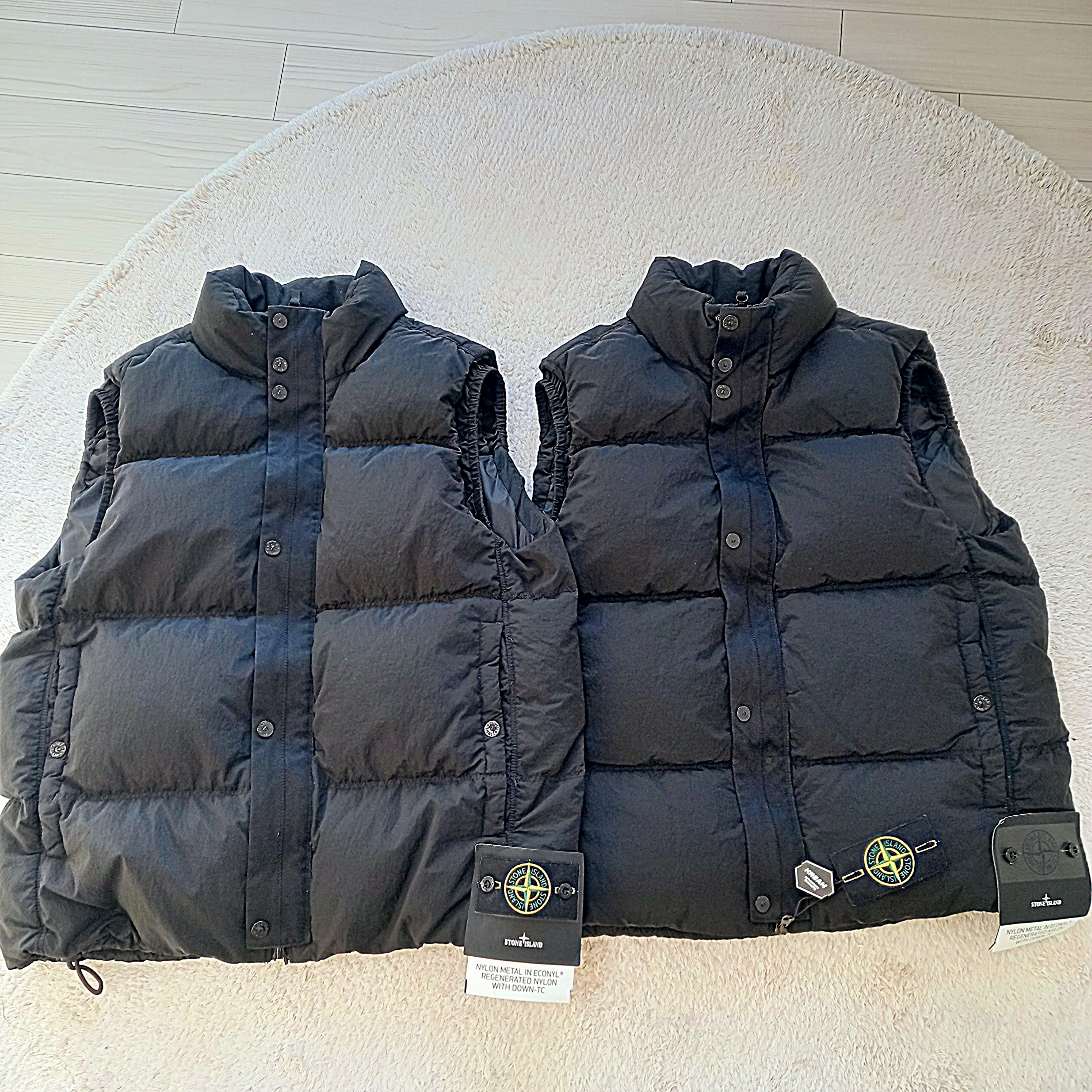 Stone Island G0419 Nylon Metal in Econyl Down Zip Vest with Anti Drop Black - 24FW 착용 스타일 - 2