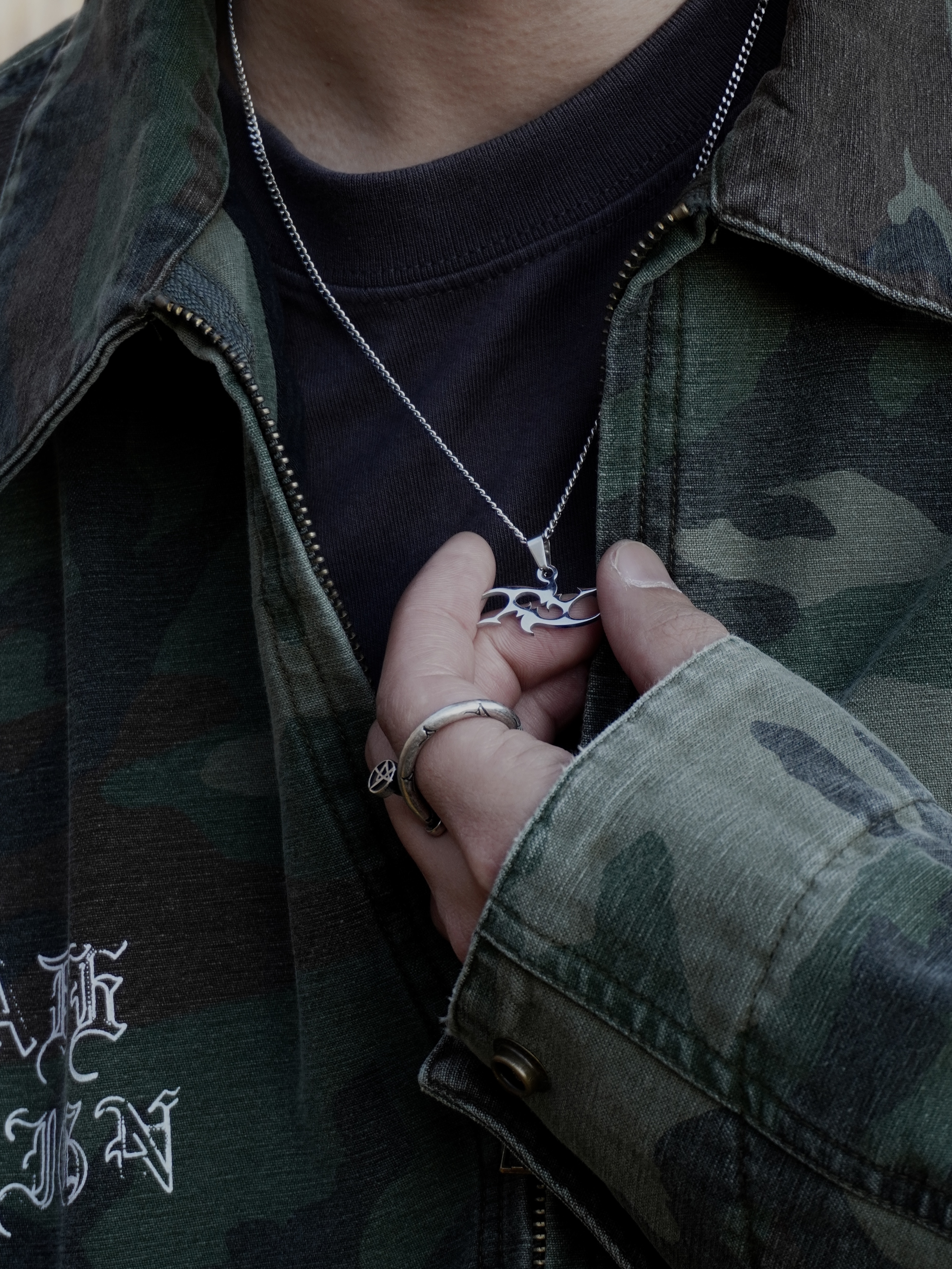 Suade Washed Work Jacket Camo, Nike x Comme des Garcons Homme Plus Air Force Mid Black 착용 스타일 - 10