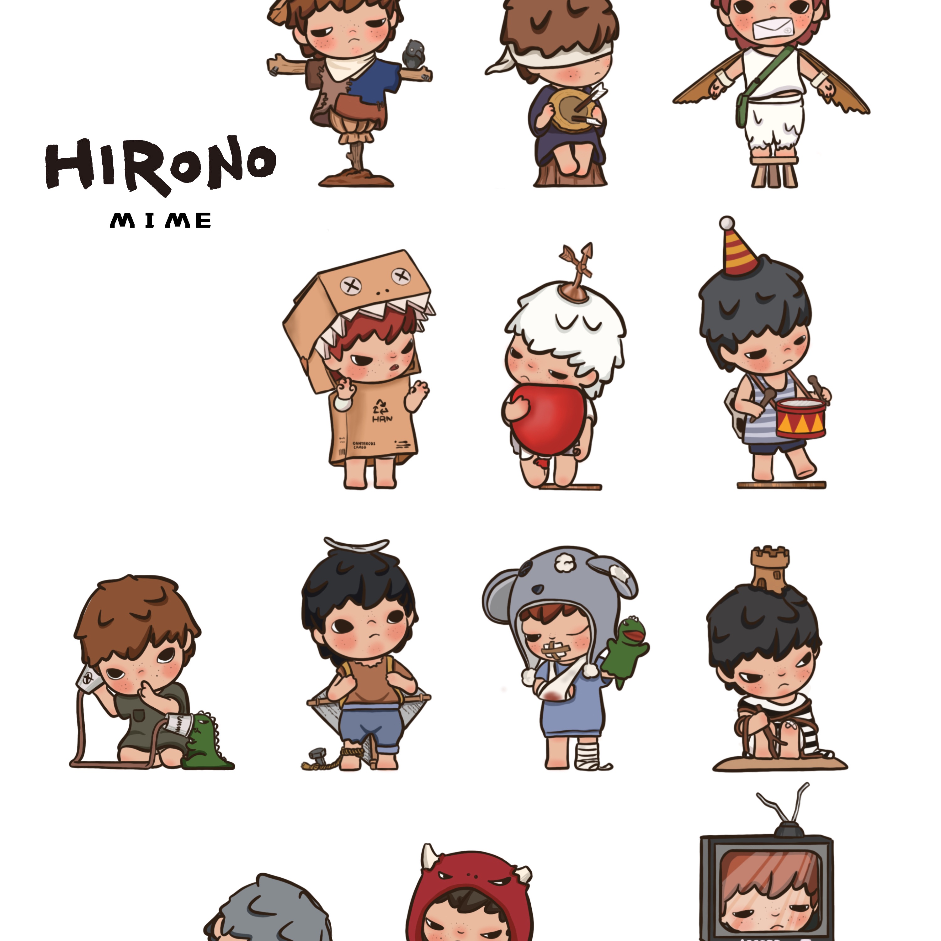 Pop Mart Hirono Mime Series Sealed Case (12 Blind Boxes) 착용 스타일 - 4