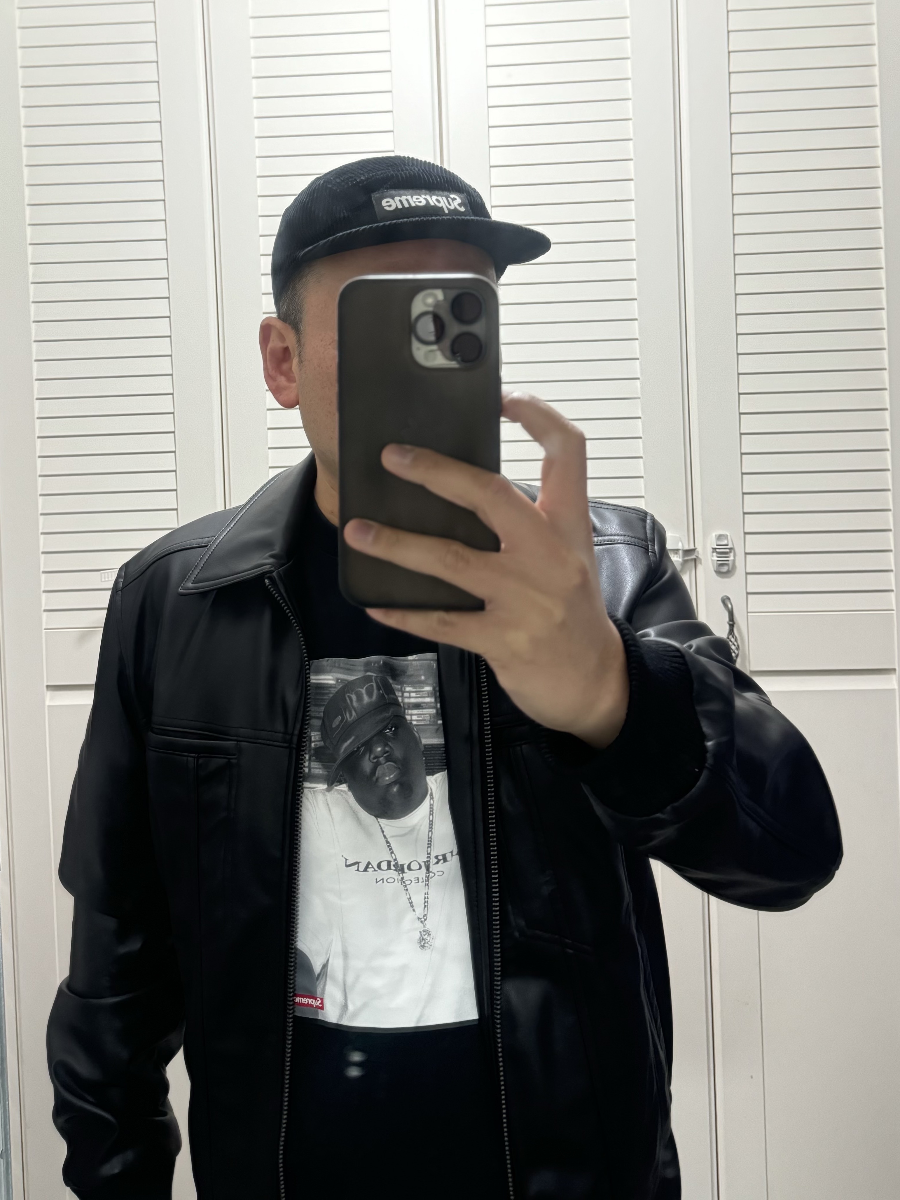 Supreme Corduroy Camp Cap Black - 24FW, Supreme x Jordan Biggie S/S Top Black - 24FW 착용 스타일