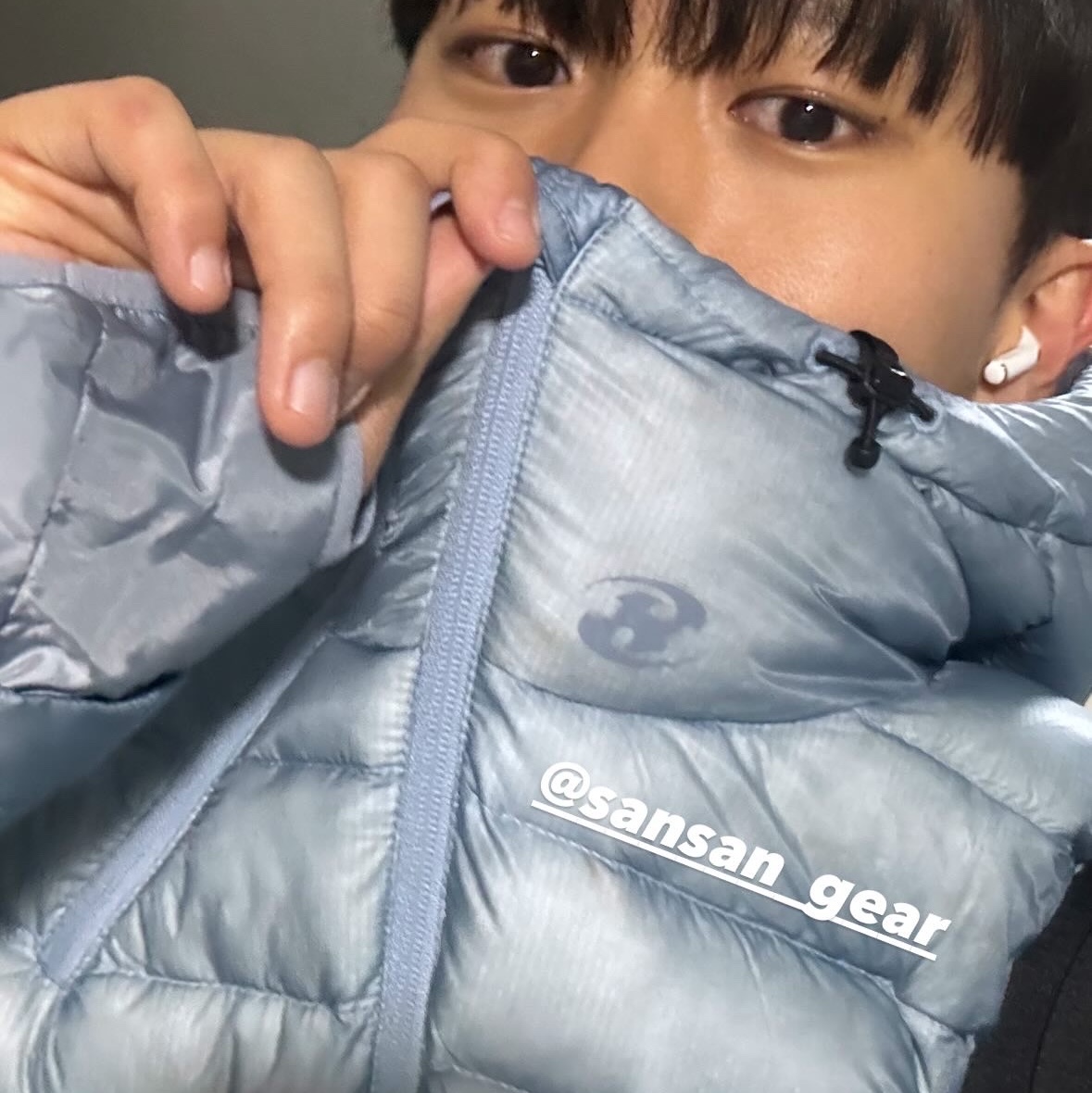 Sansan Gear Suffix Puffer Jacket Sky Blue - 24FW, Sansan Gear Suffix Puffer Jacket Sky Blue - 23FW 착용 스타일 - 1