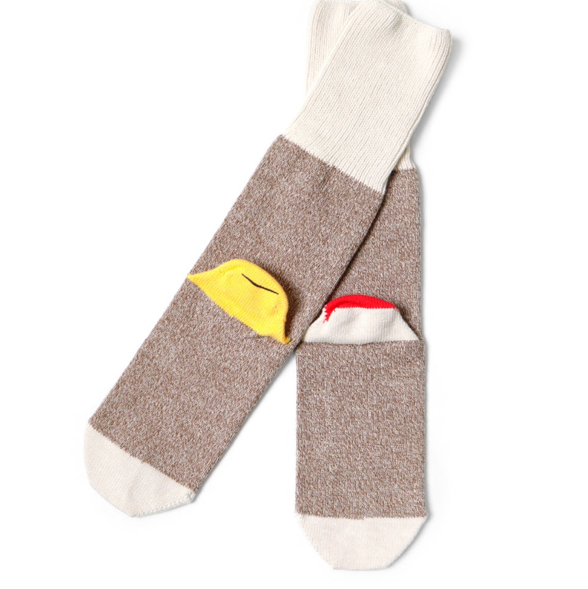 Kapital 96 Pieces Monkey DIY Socks Brown 착용 스타일 - 4