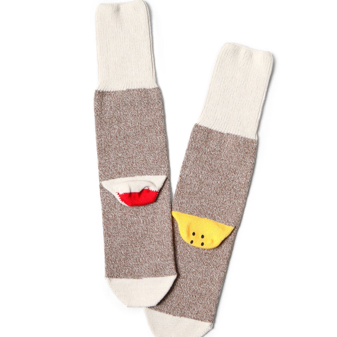 Kapital 96 Pieces Monkey DIY Socks Brown 착용 스타일 - 6