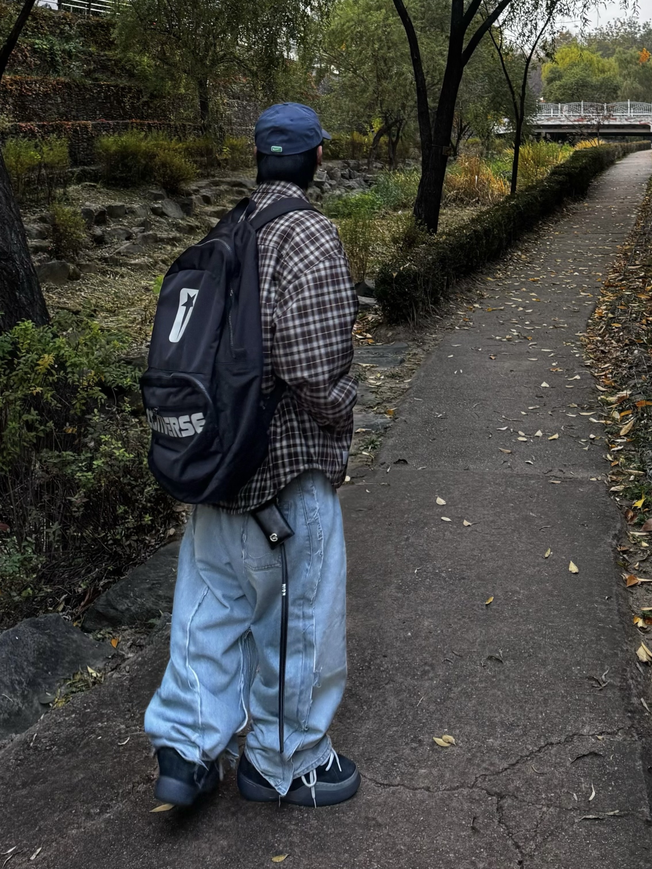 Project G/R Upcyling Denim Pants Blue, ERL Vamp Skate Shoe Pirate Black 착용 스타일 - 5