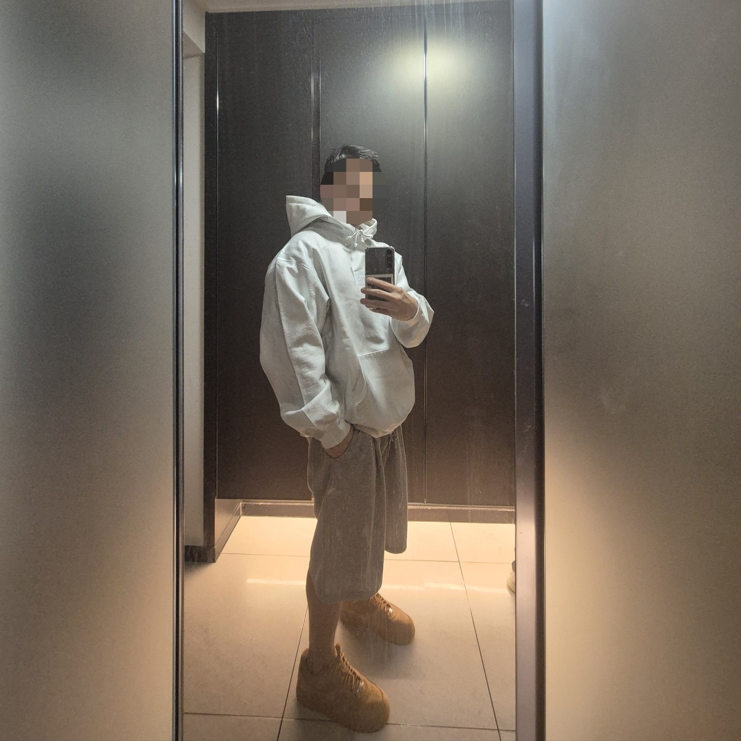 Supreme x MM6 Maison Margiela Foil Box Logo Hooded Sweatshirt White - 24SS 착용 스타일 - 6