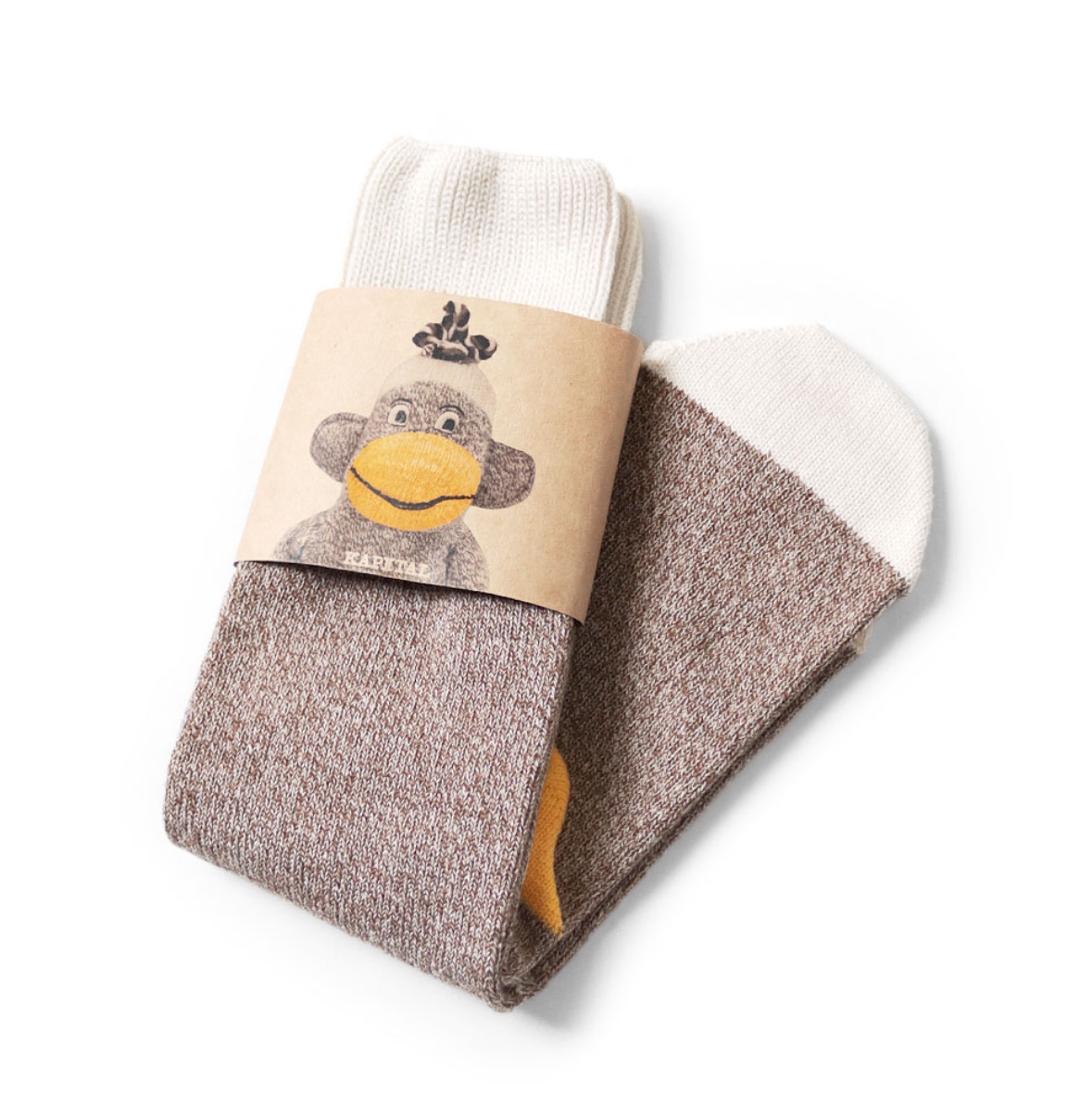 Kapital 96 Pieces Monkey DIY Socks Brown 착용 스타일 - 1