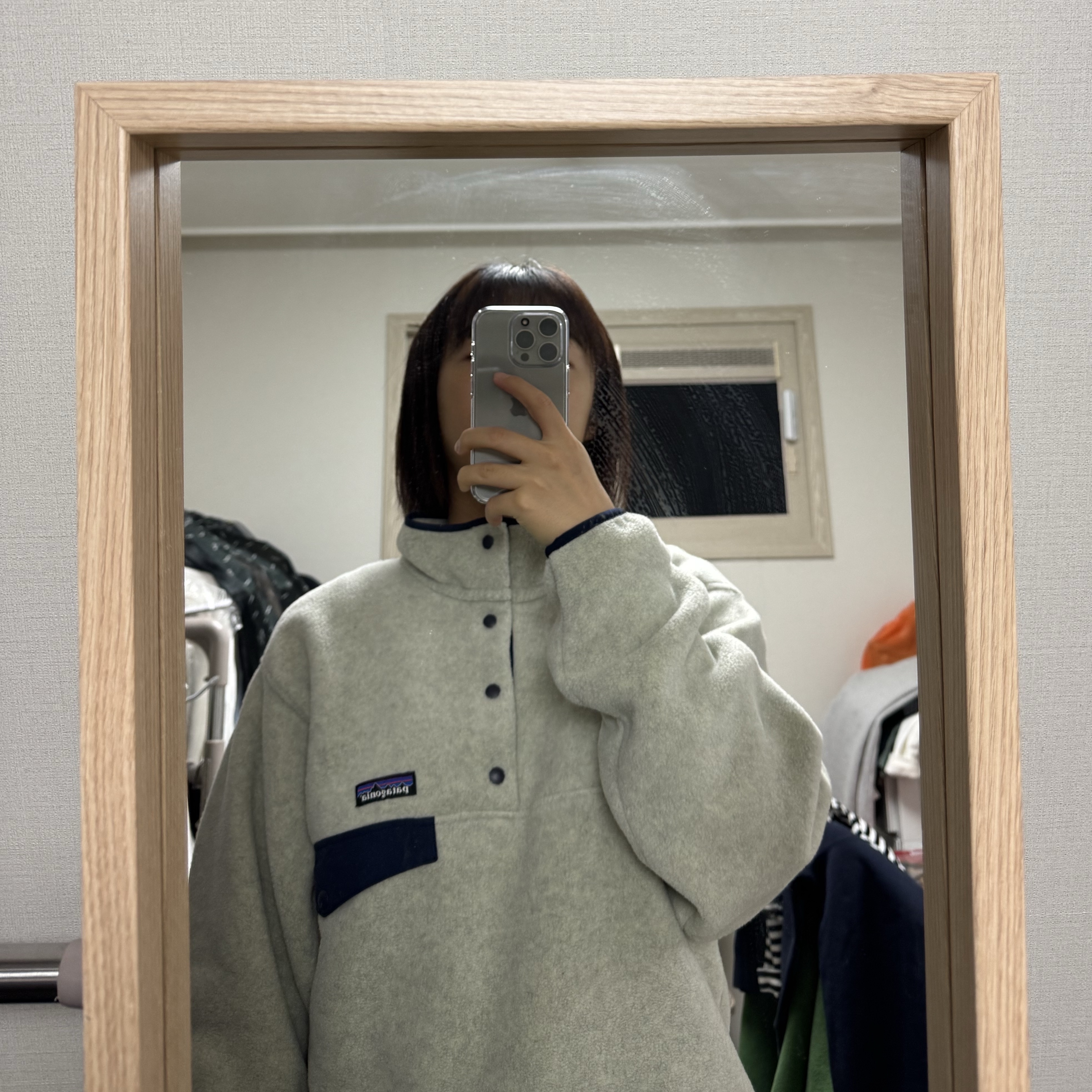 Patagonia Synchilla Snap-T Fleece Pullover Oatmeal Heather 착용 스타일 - 3